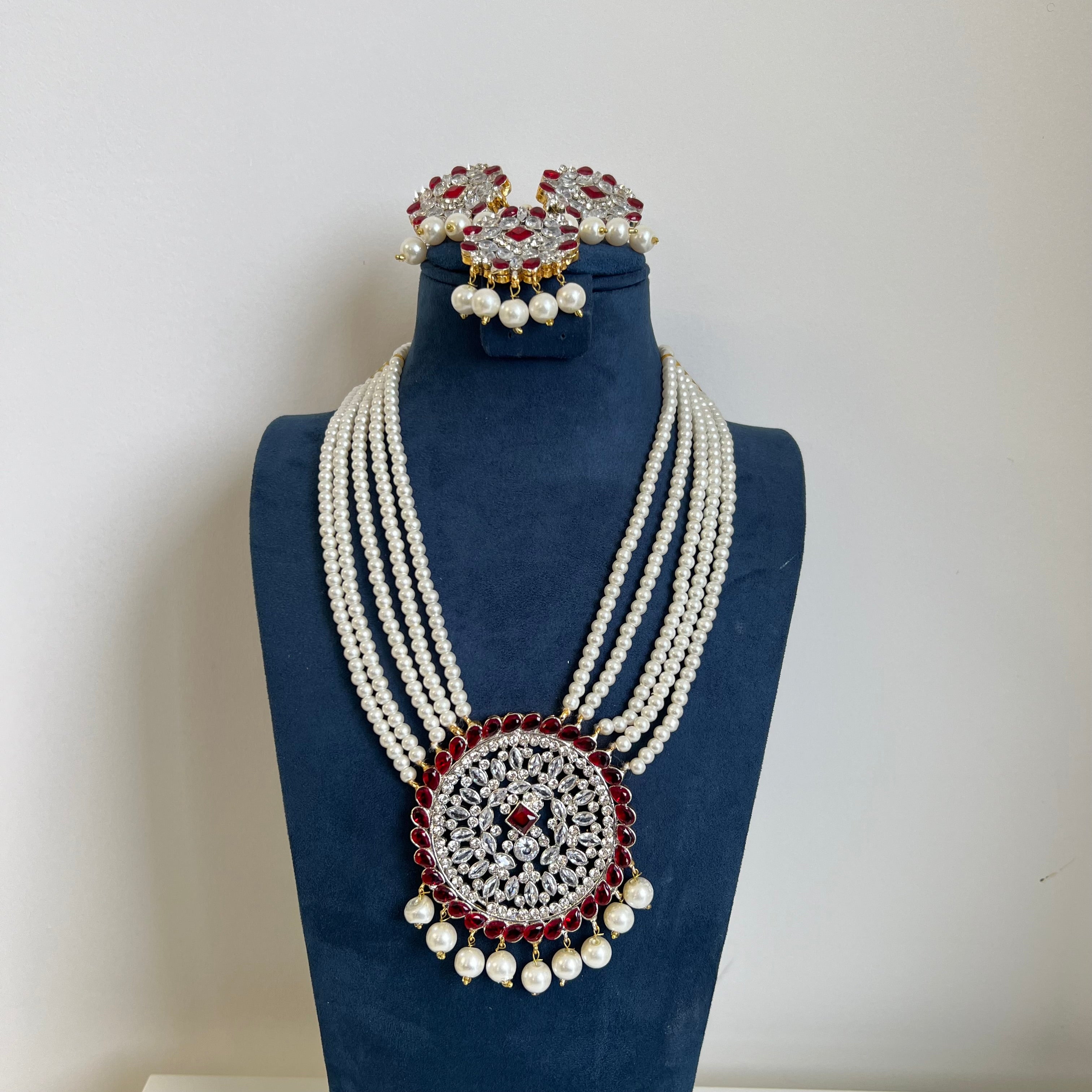 Maham long Necklace Set Red