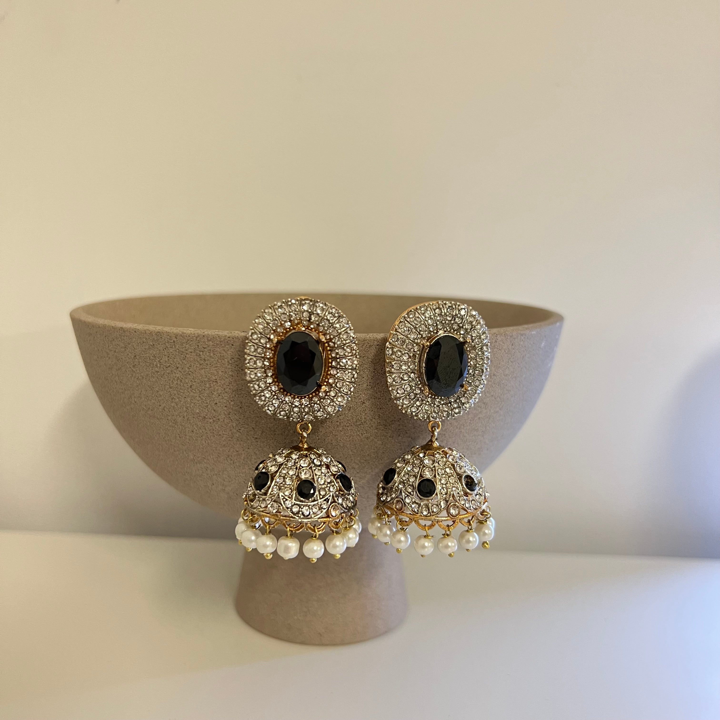 Sahar Jhumki Earrings Black