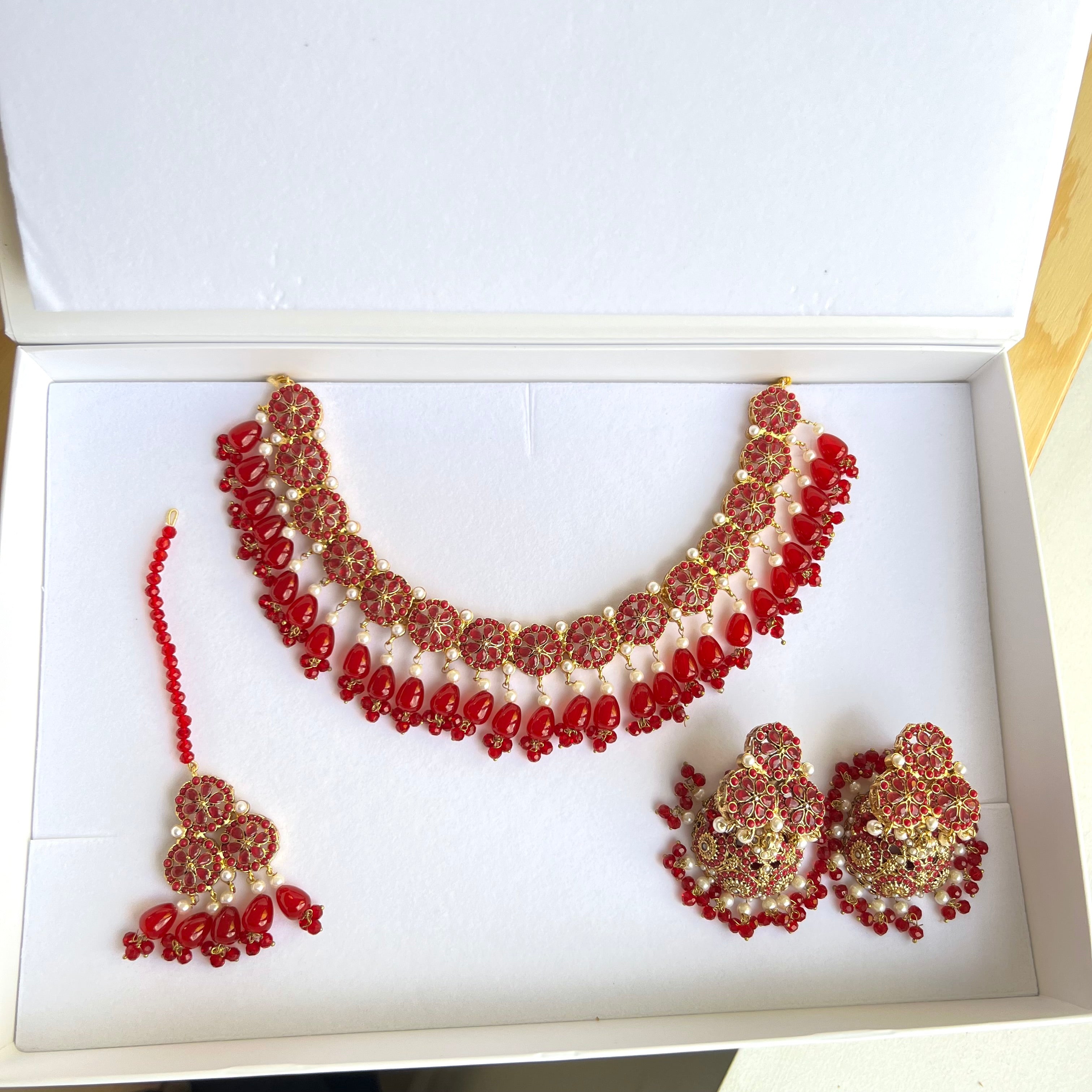 Razia Necklace Set Red