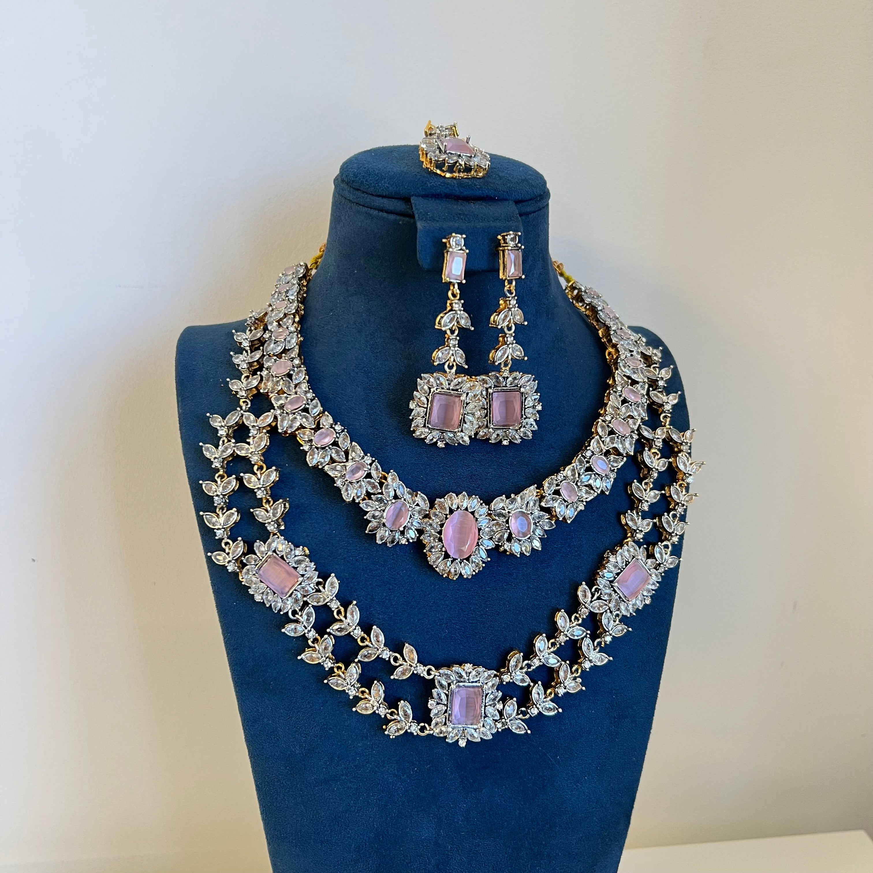 Zarnab Necklace Set Baby Pink