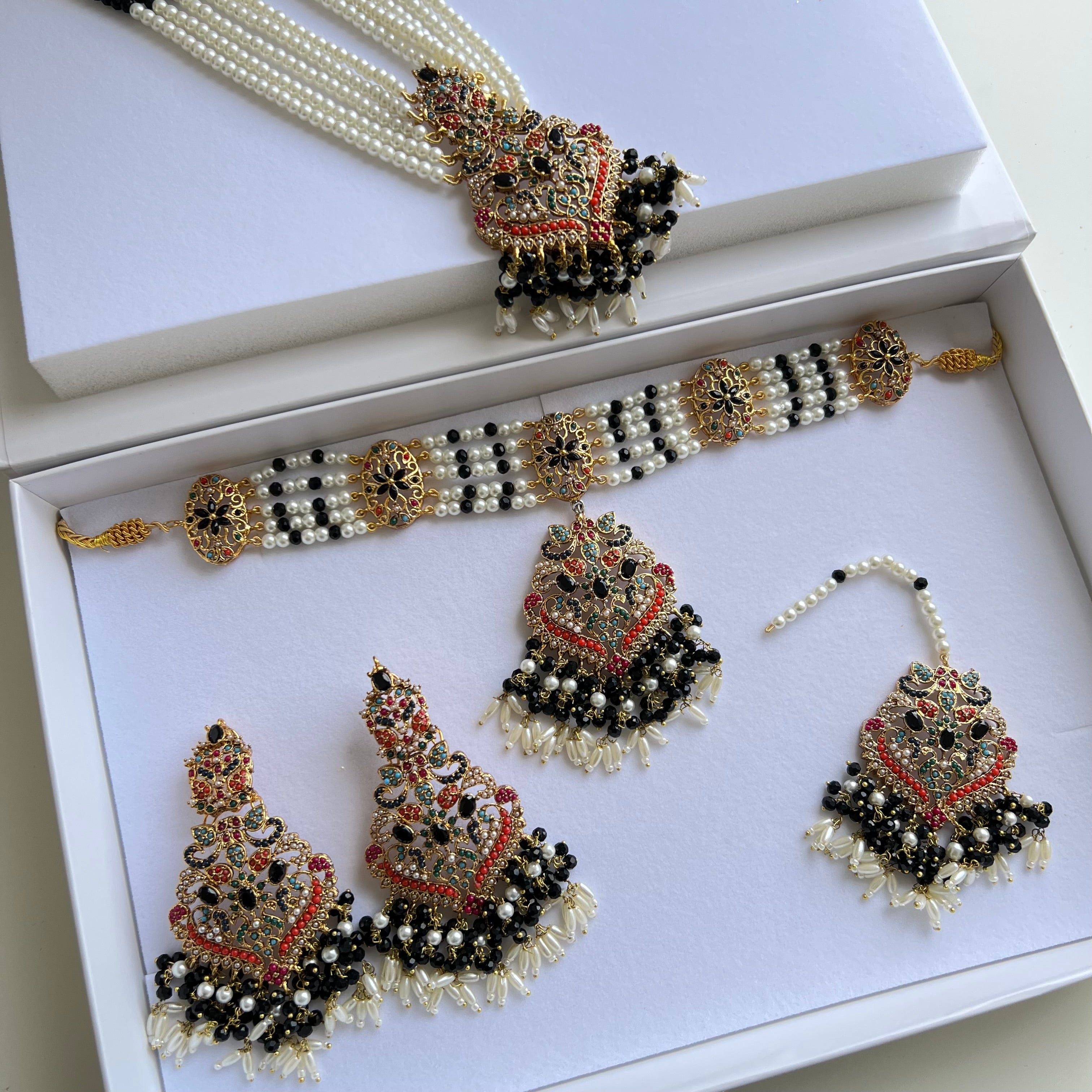 Anam Double Necklace Set Black