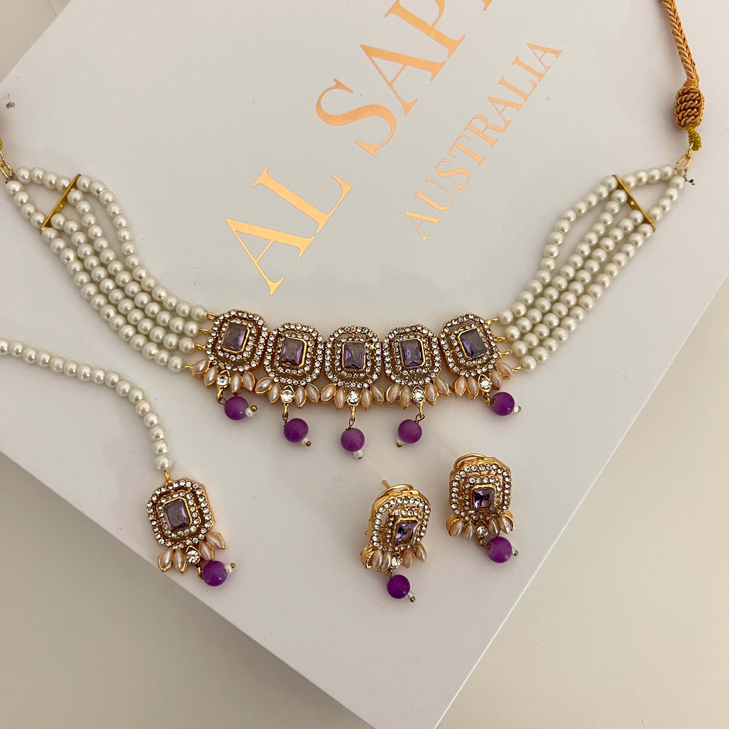 Nazia Choker Set Purple