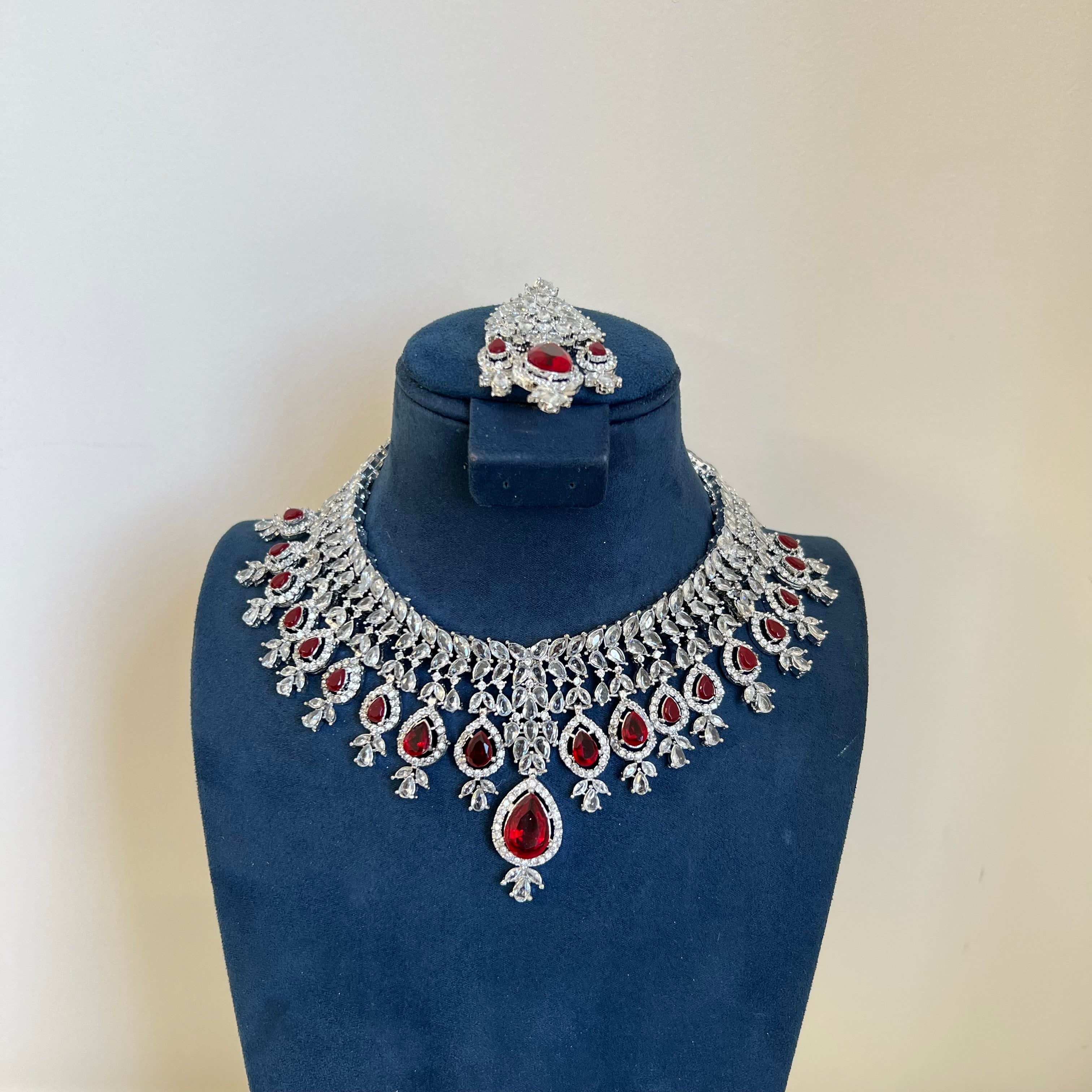 Sajal Necklace Set Red