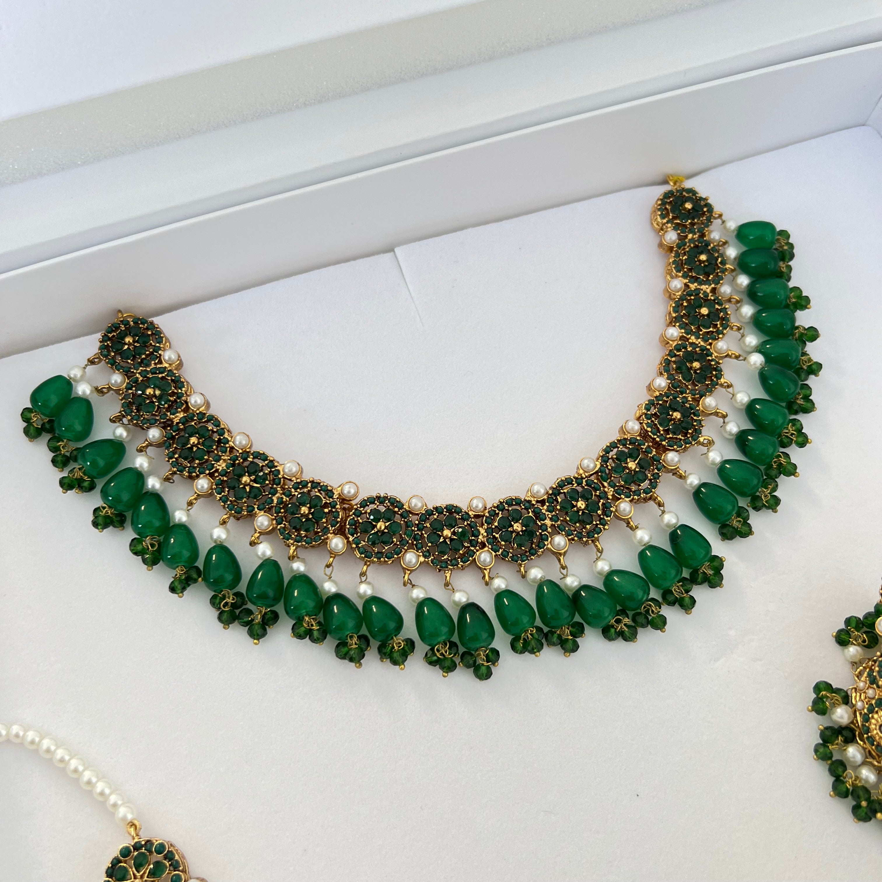 Razia Necklace Set Green