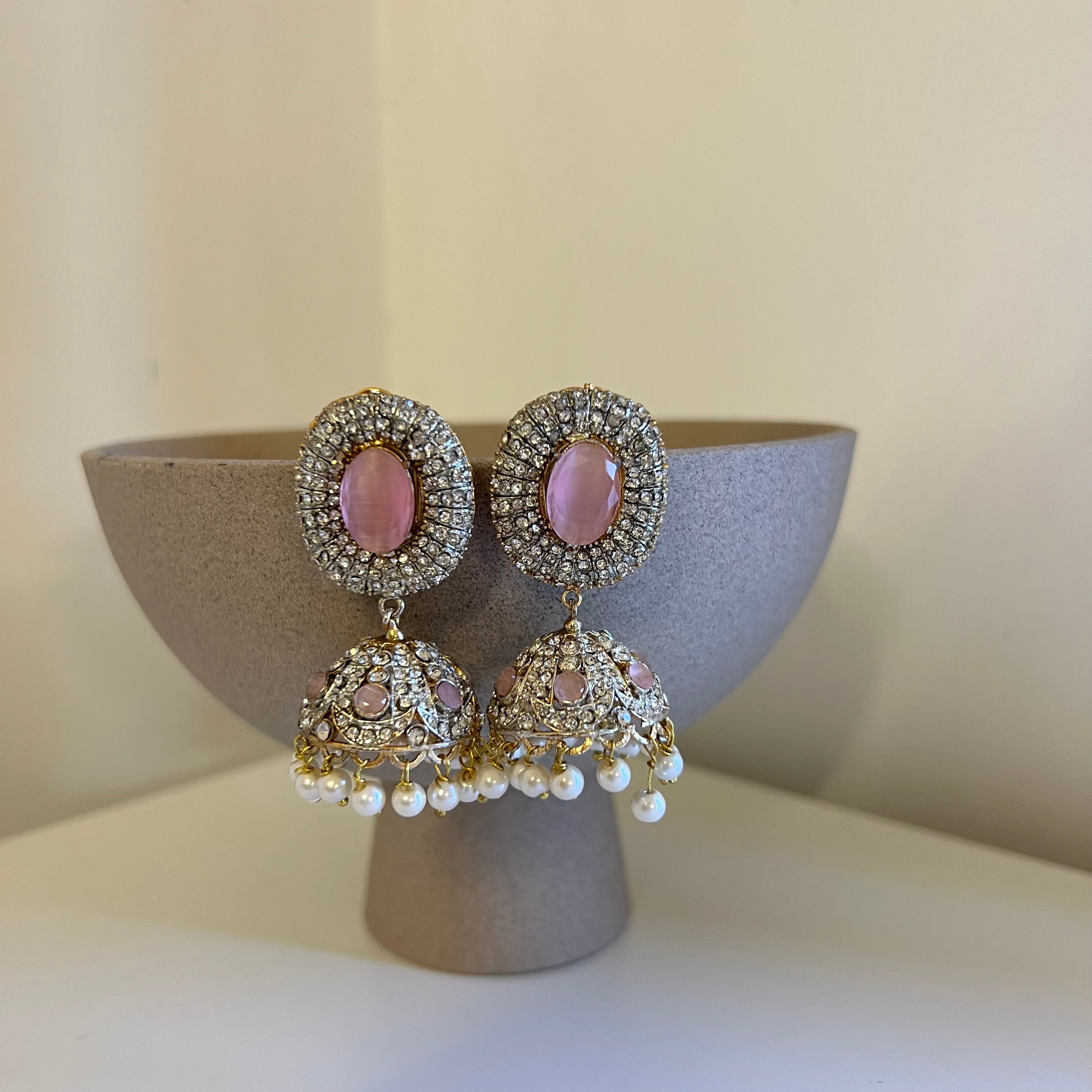 Sahar Jhumki Earrings Pink