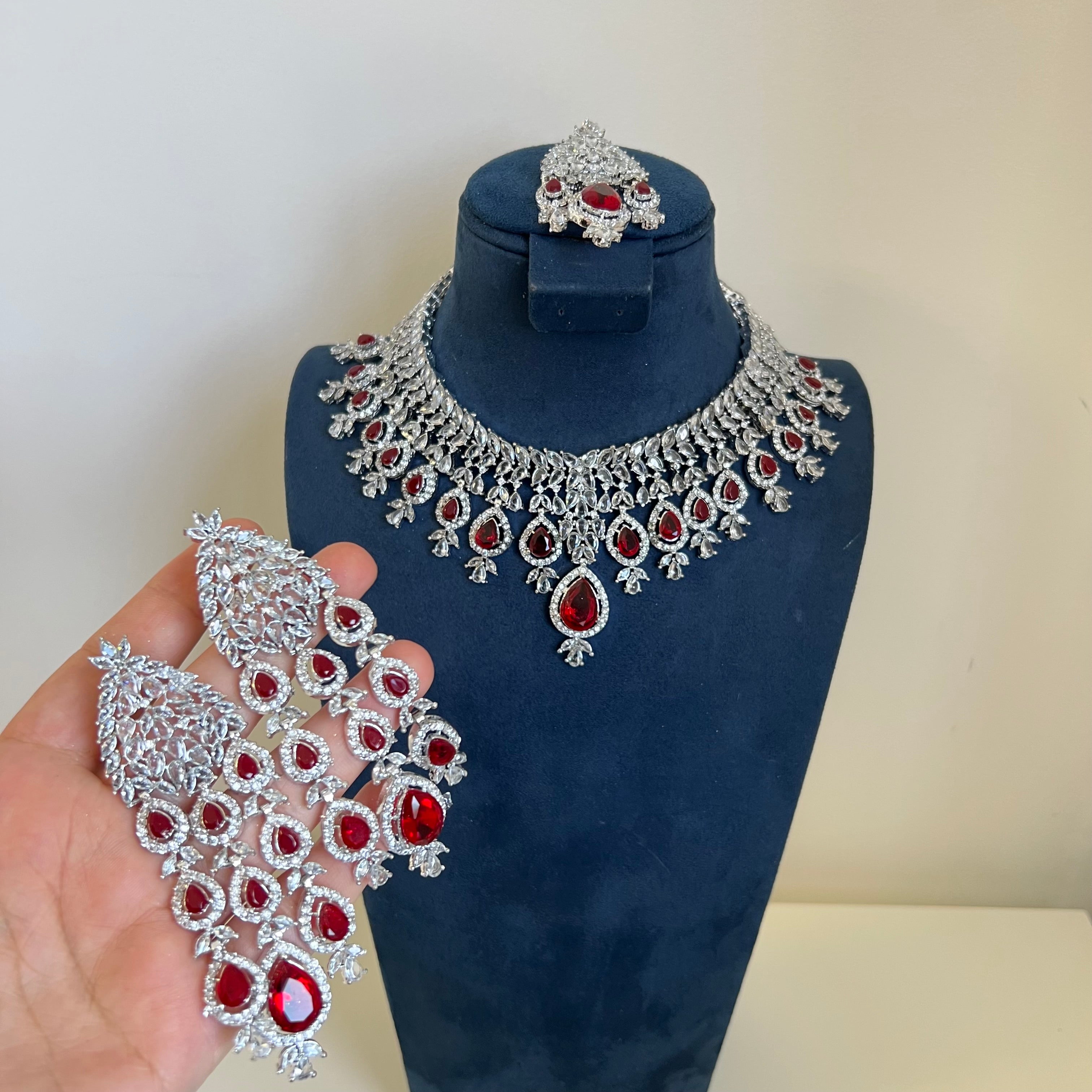 Sajal Necklace Set Red