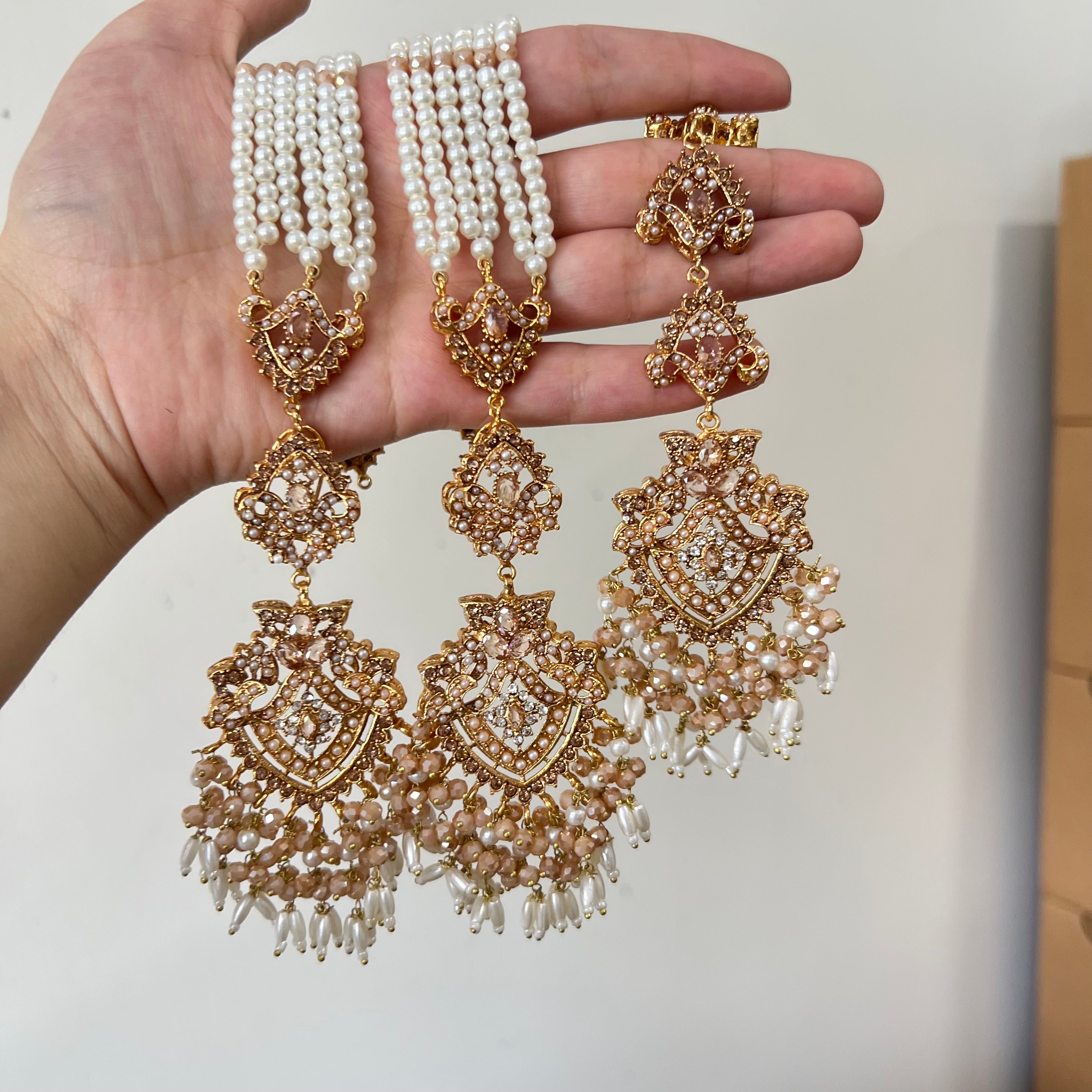 Sureya Earrings & Tikka Gold