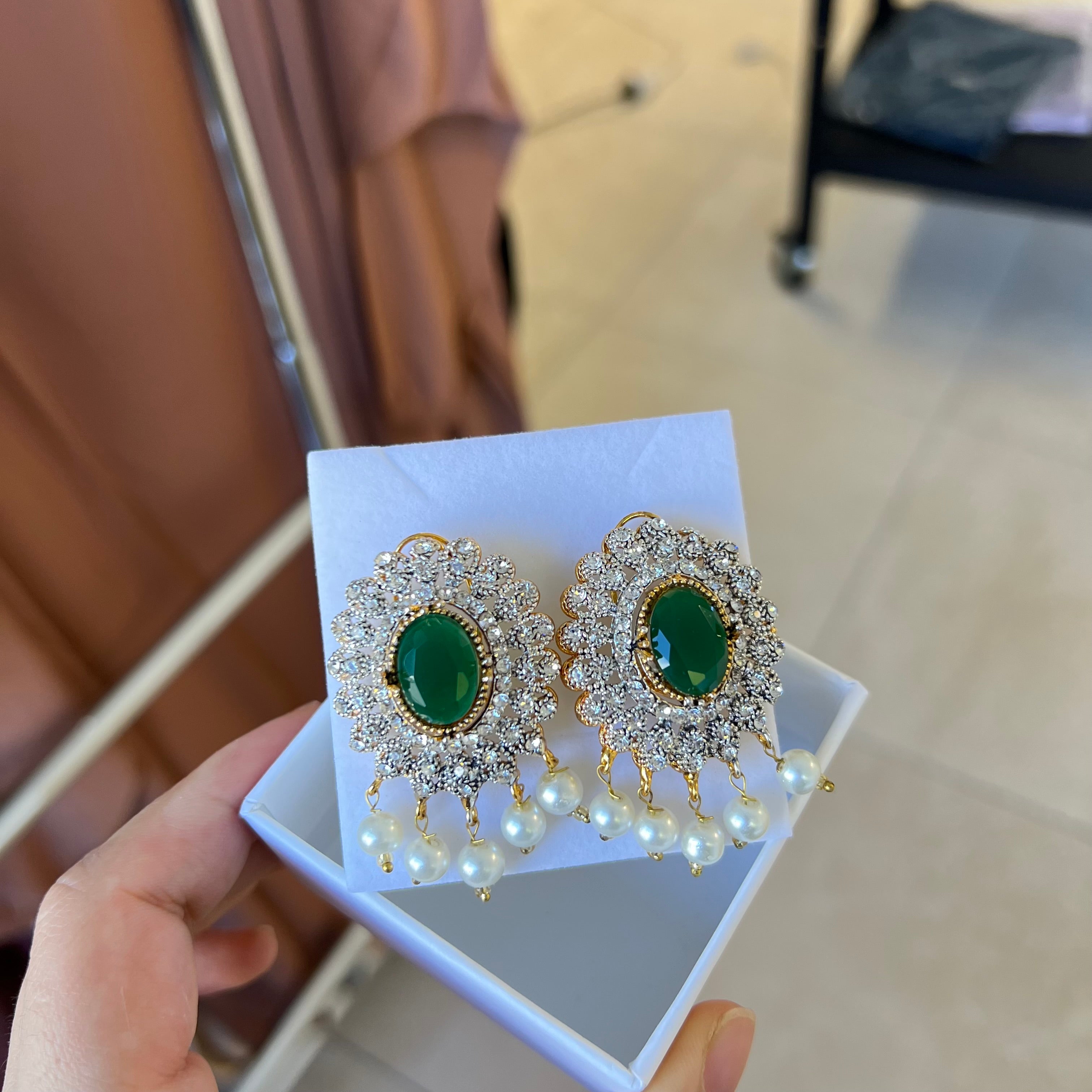 Maya Statement Studs Green