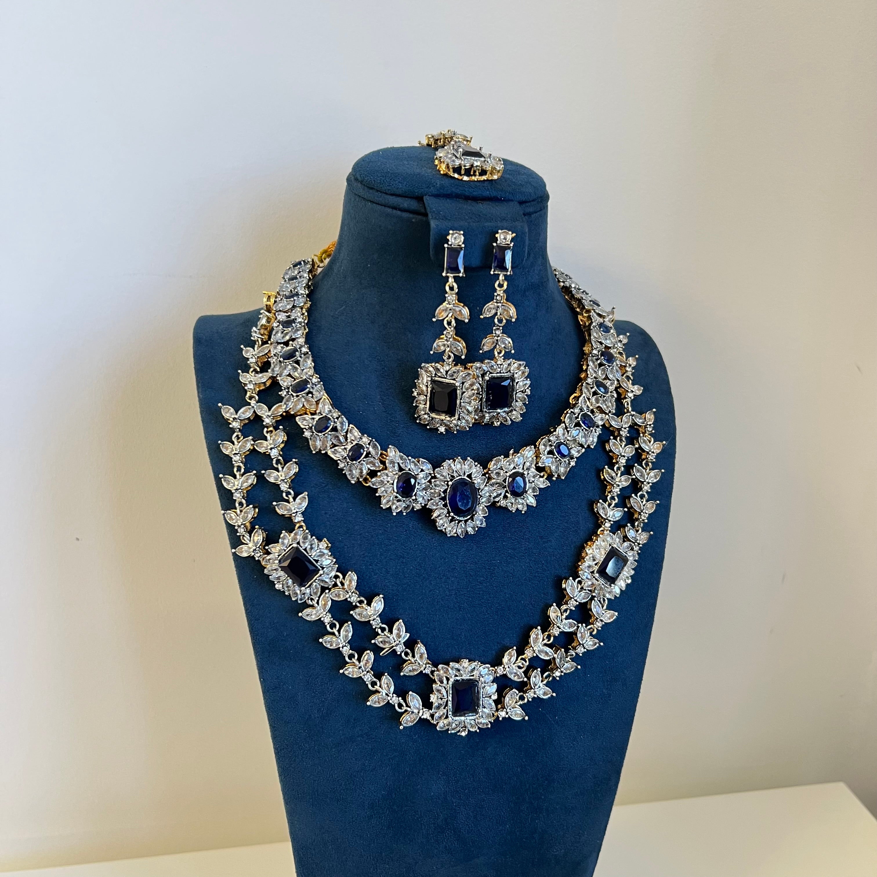 Zarnab Necklace Set Navy