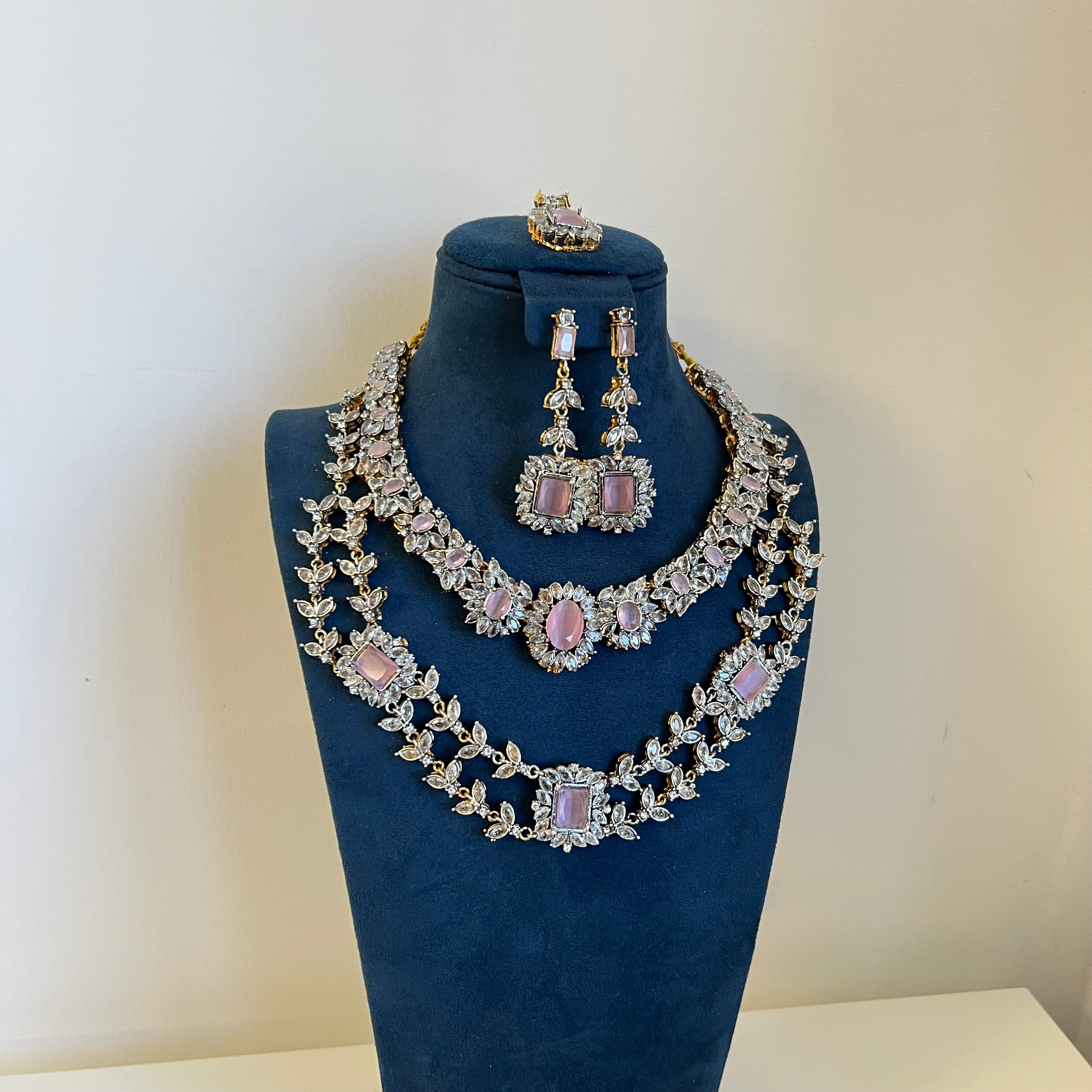 Zarnab Necklace Set Baby Pink