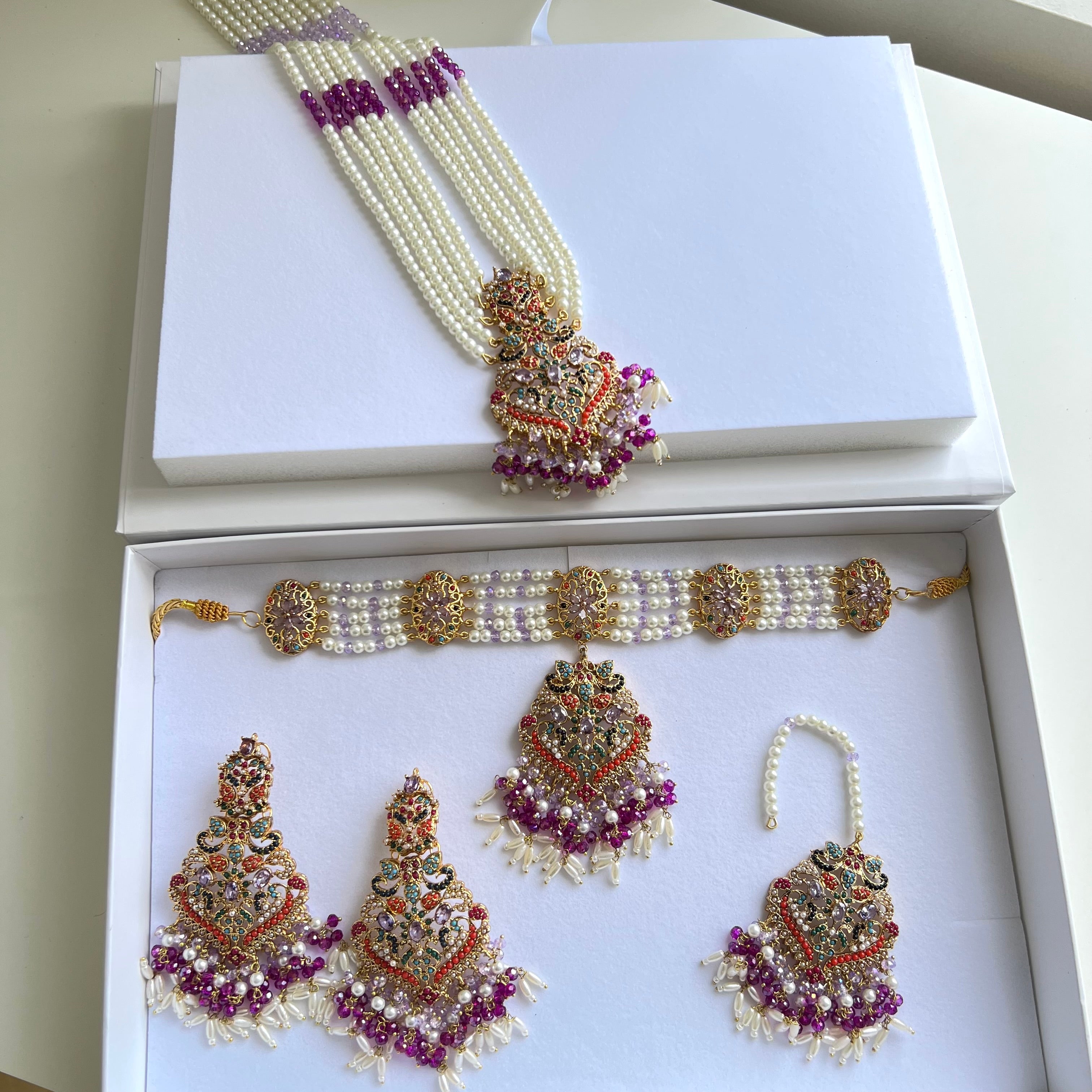 Anam Double Necklace Set Purple