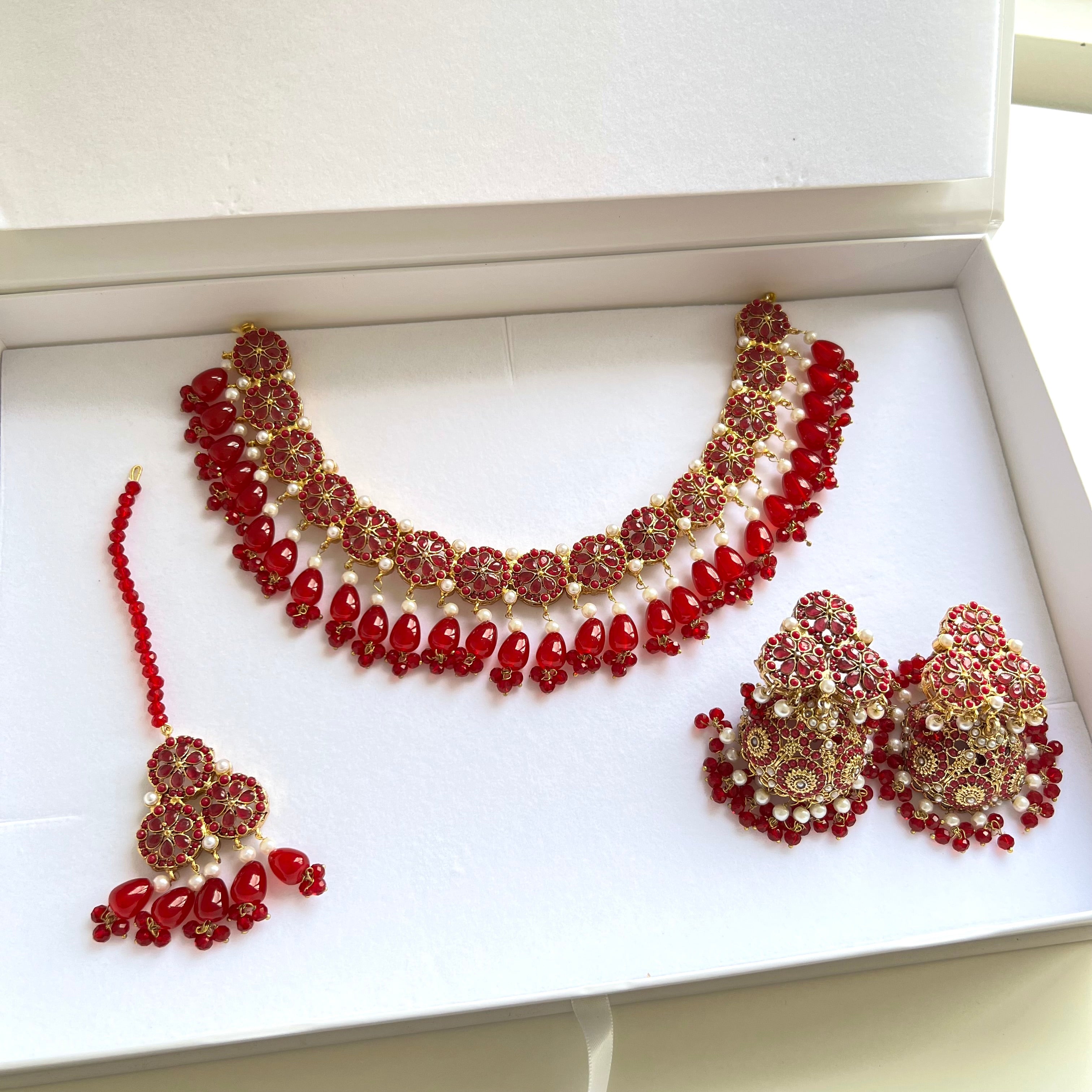 Razia Necklace Set Red