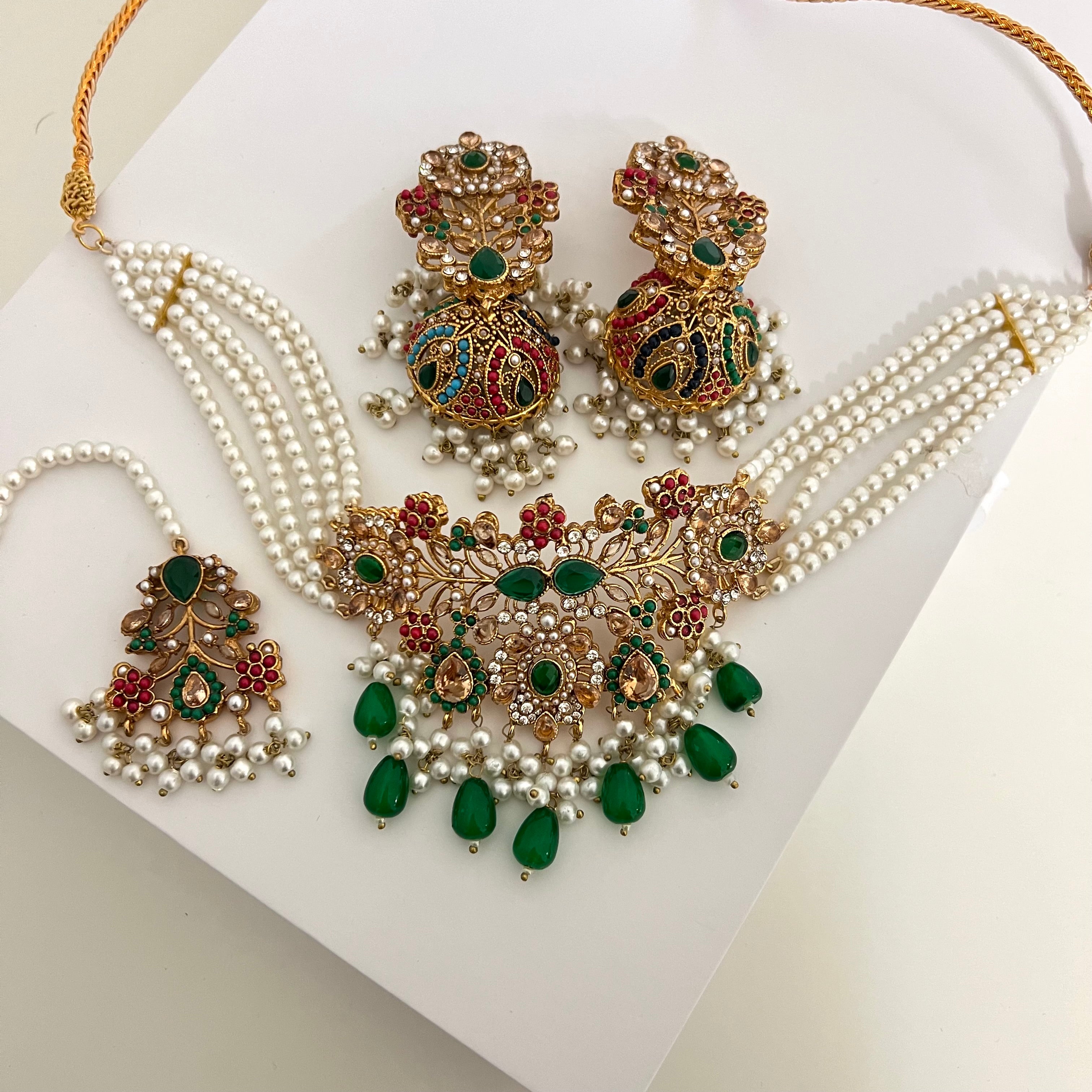 Riaz Choker Set Green