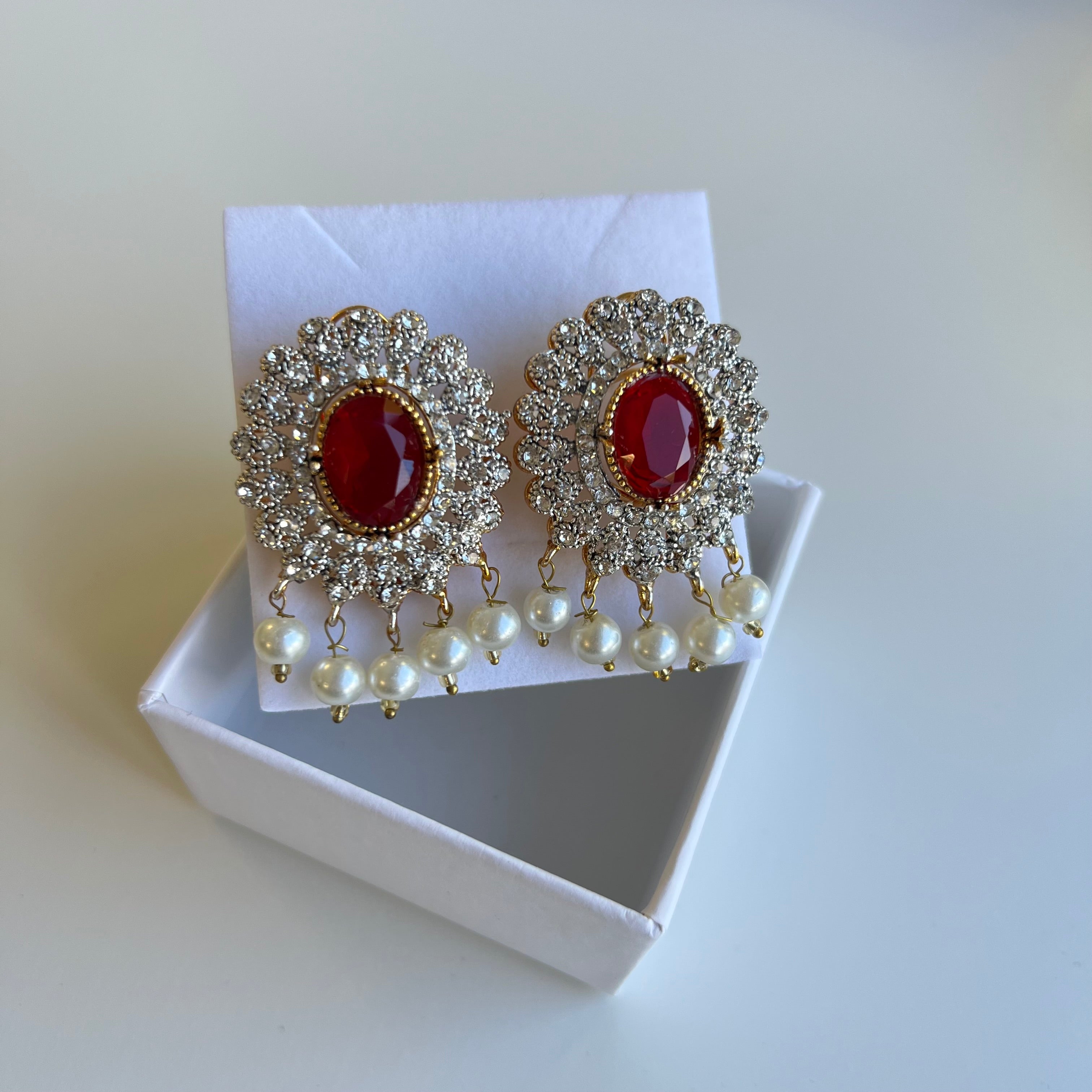 Maya Statement Studs Red