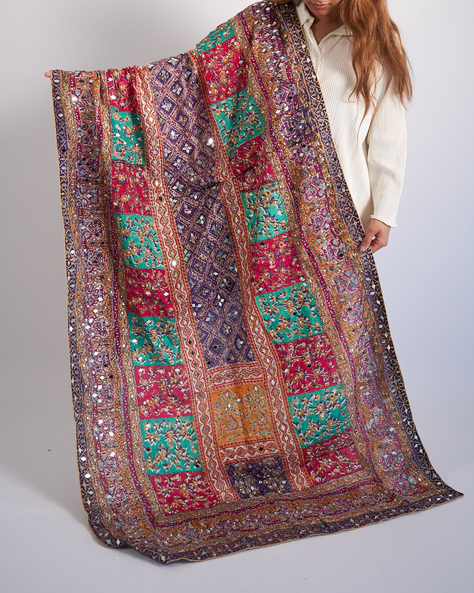 Hafsa Multicoloured Silk Dupatta