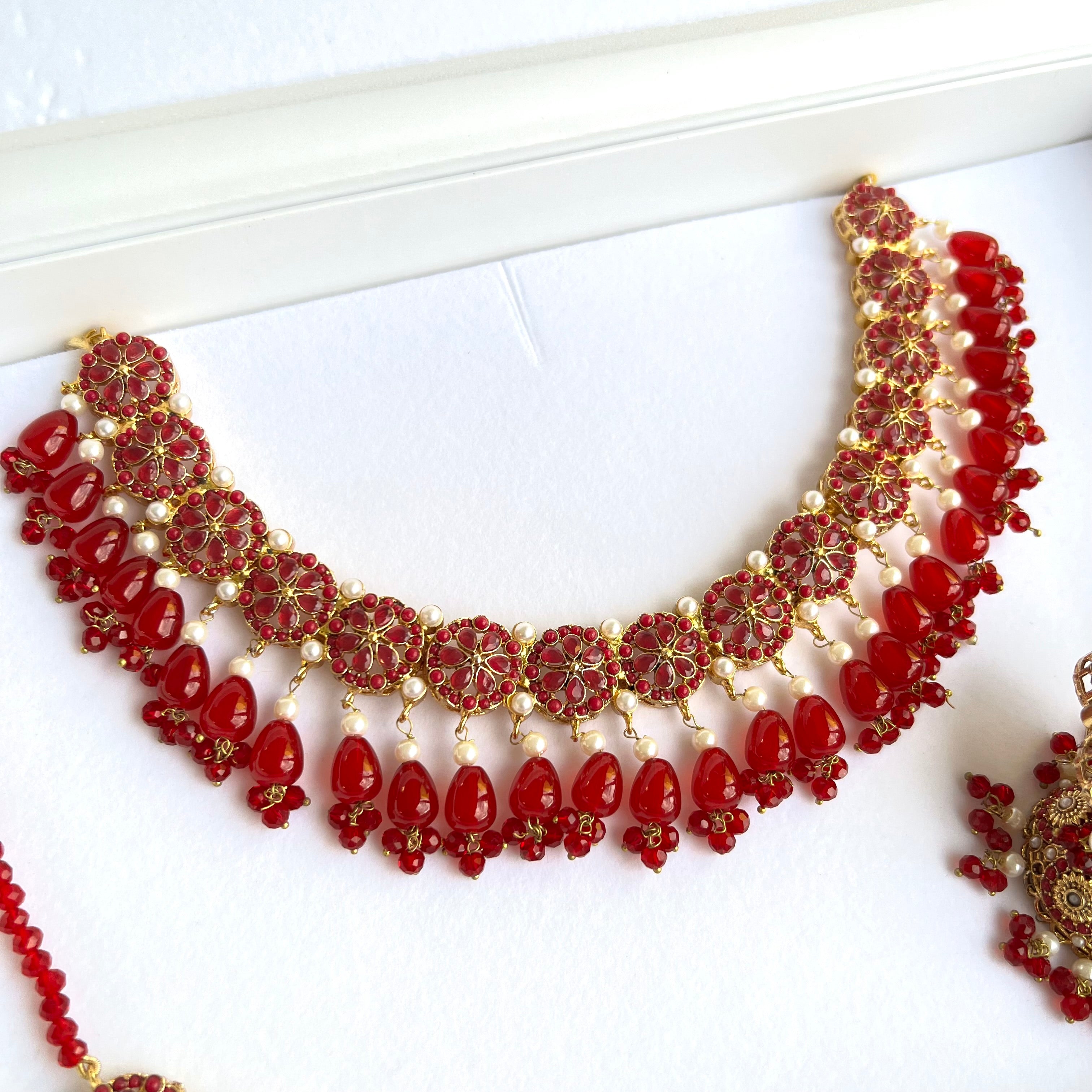 Razia Necklace Set Red