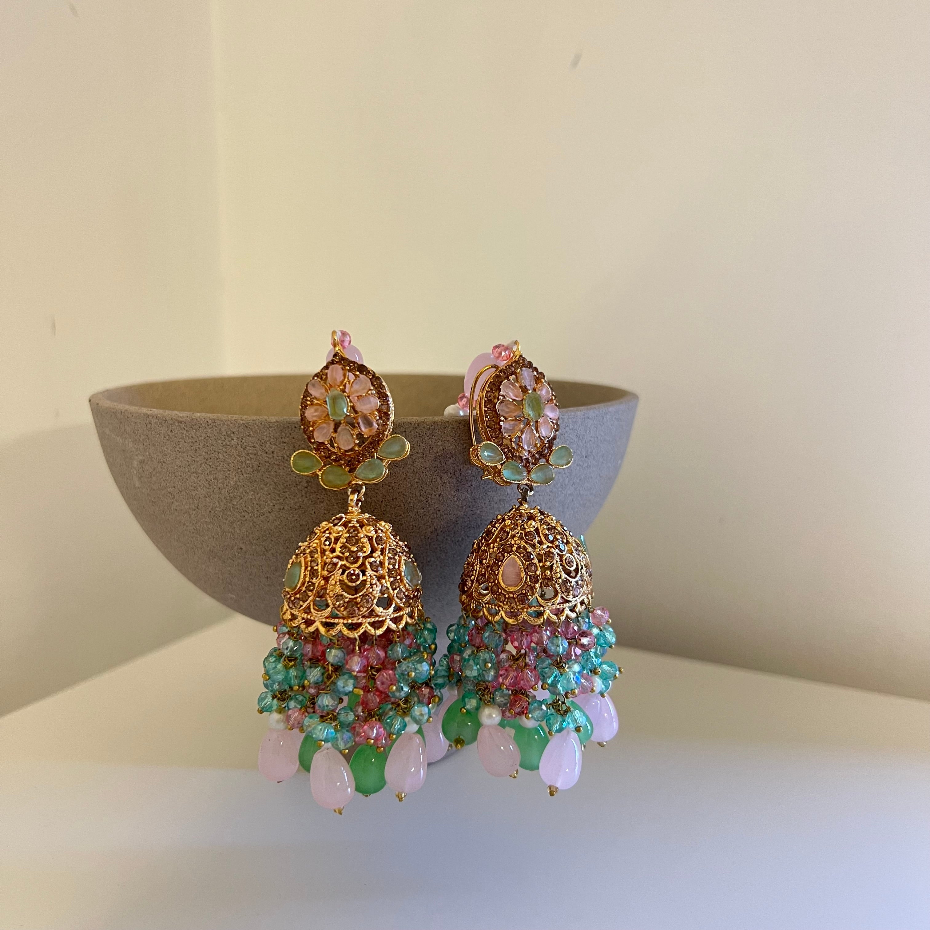 Ameera Jhumka Mint/Pink