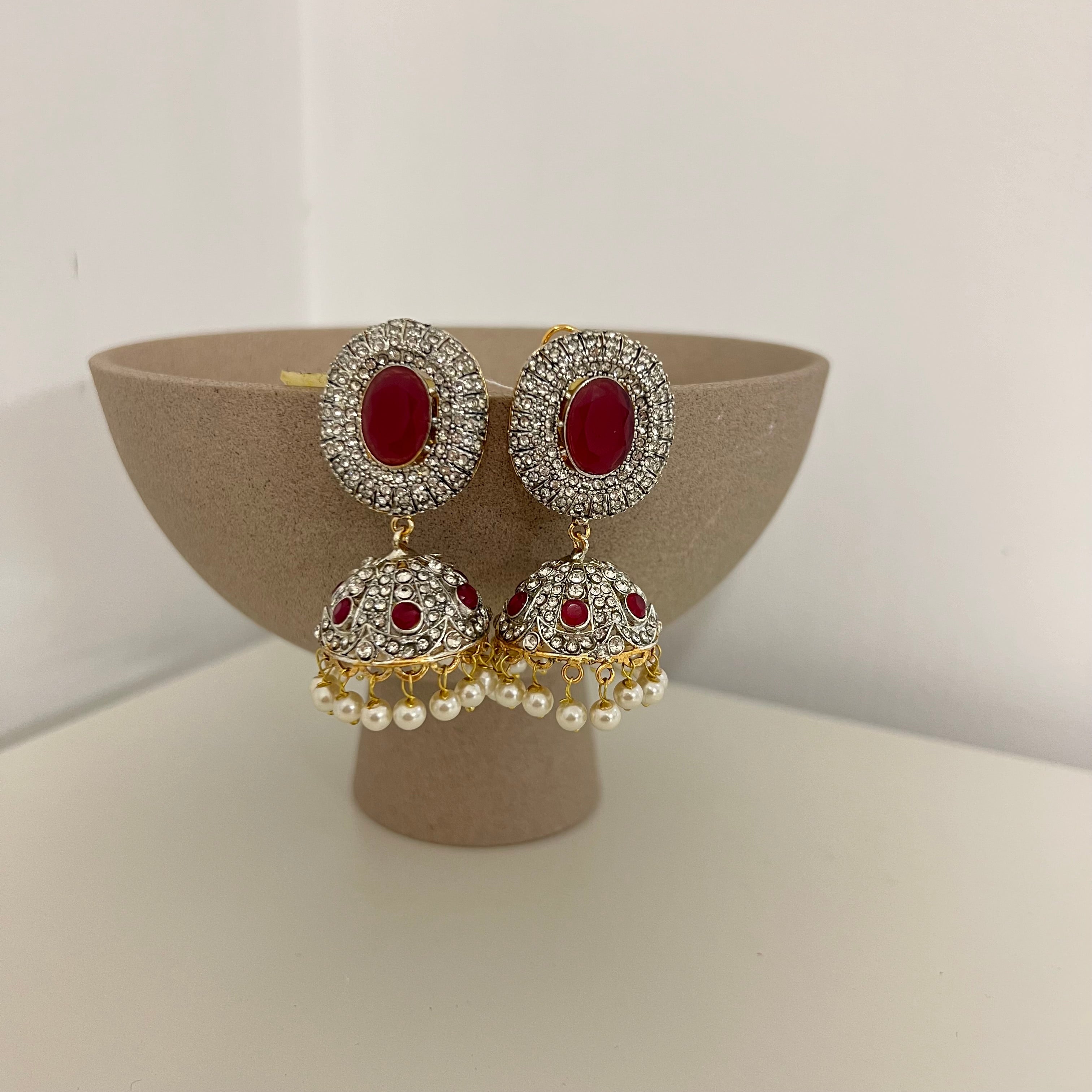 Sahar Jhumki Earrings Hot Pink