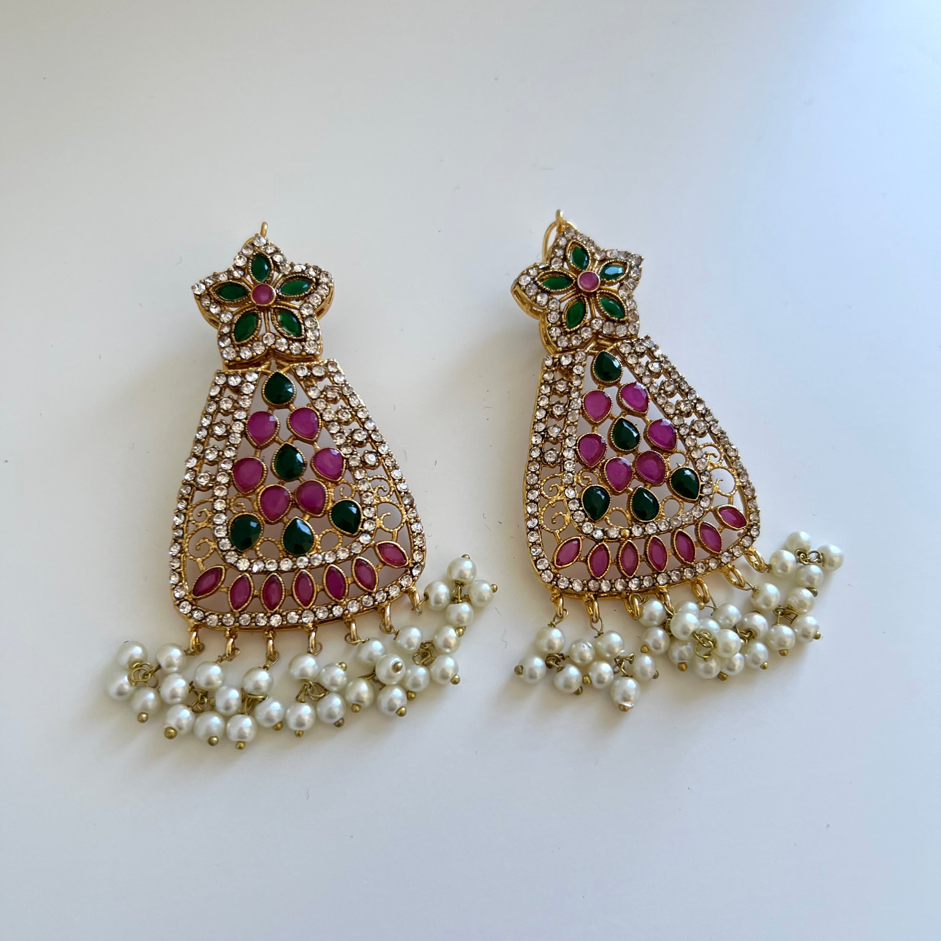 Tara Earrings Green/Pink