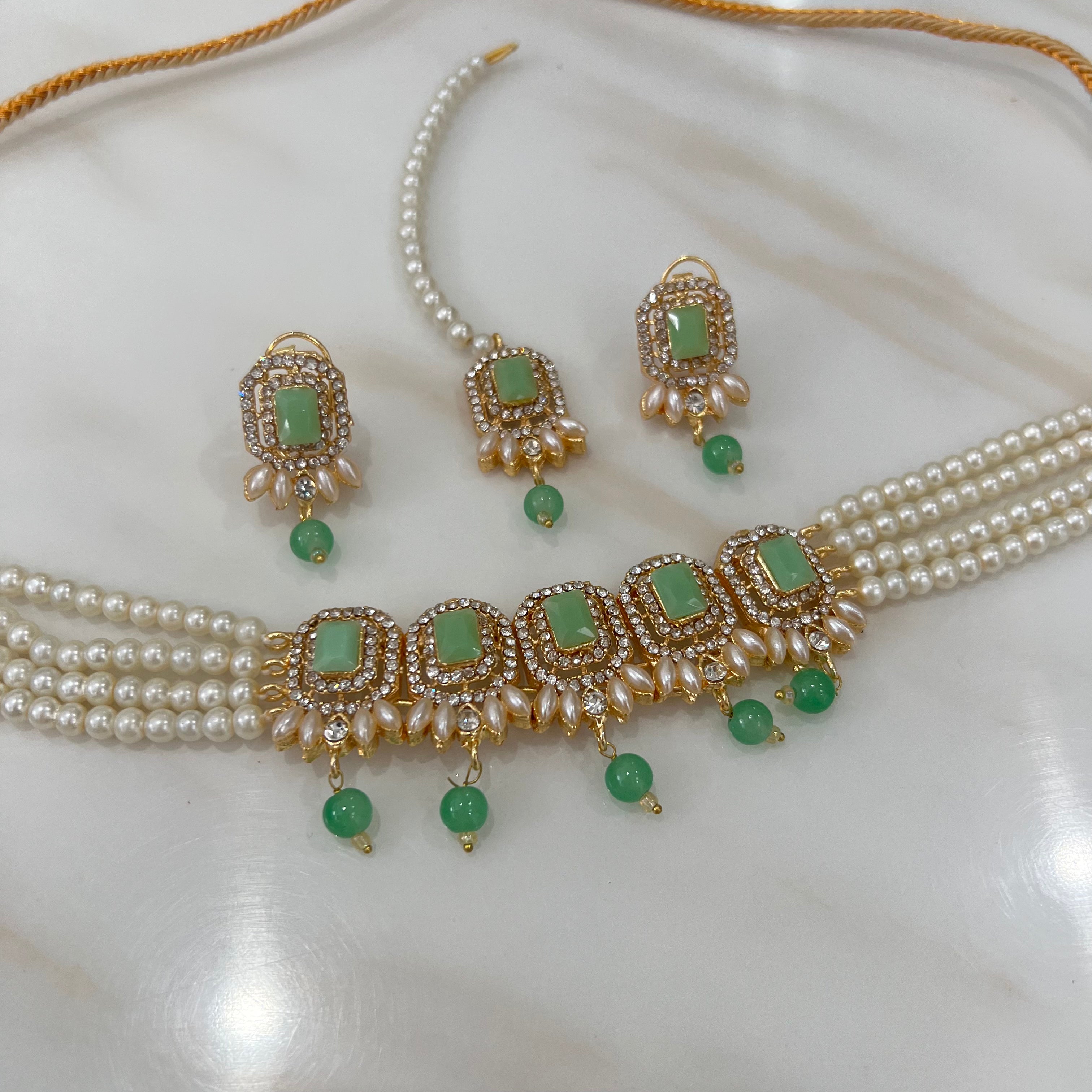 Nazia Choker Set Mint Green