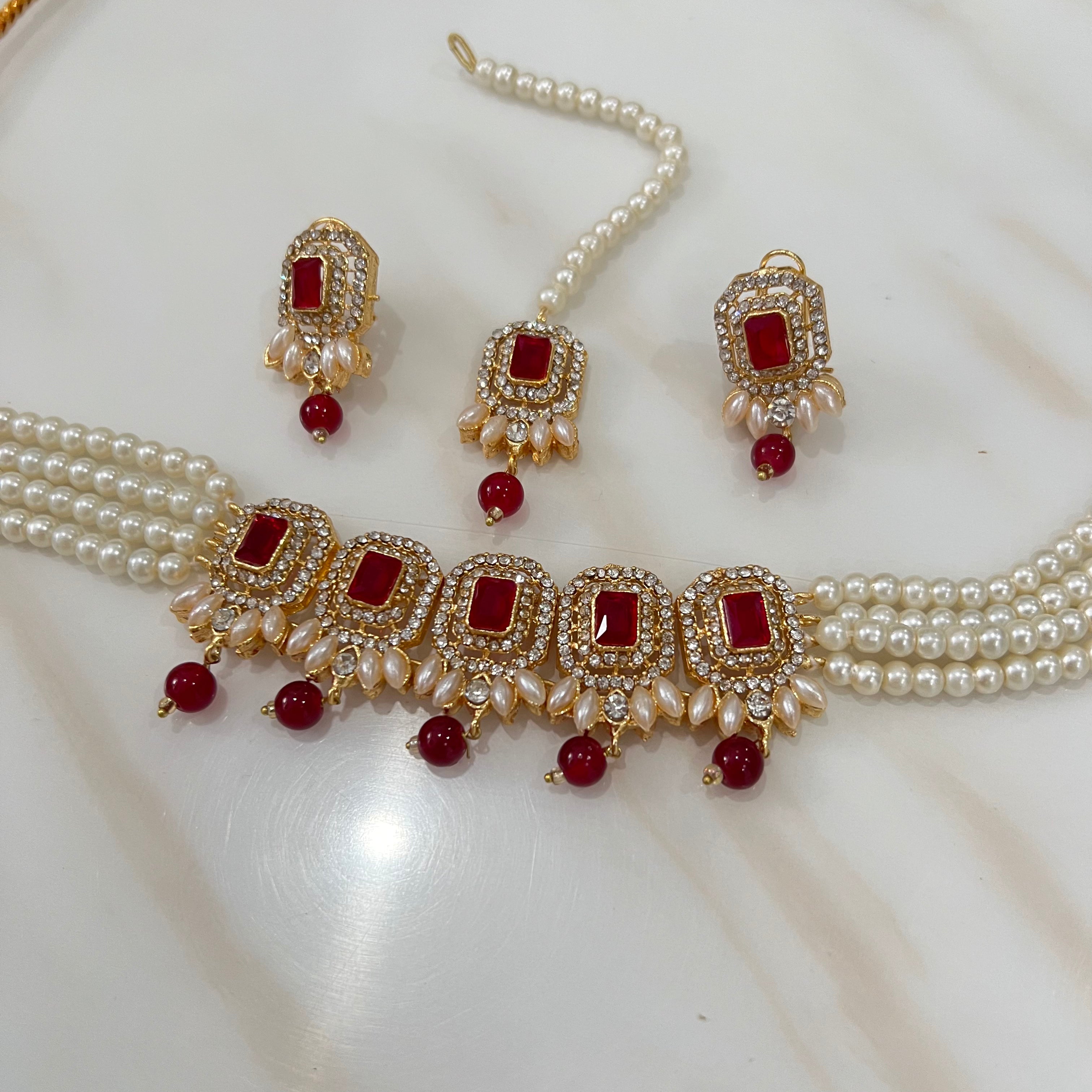 Nazia Choker Set Red