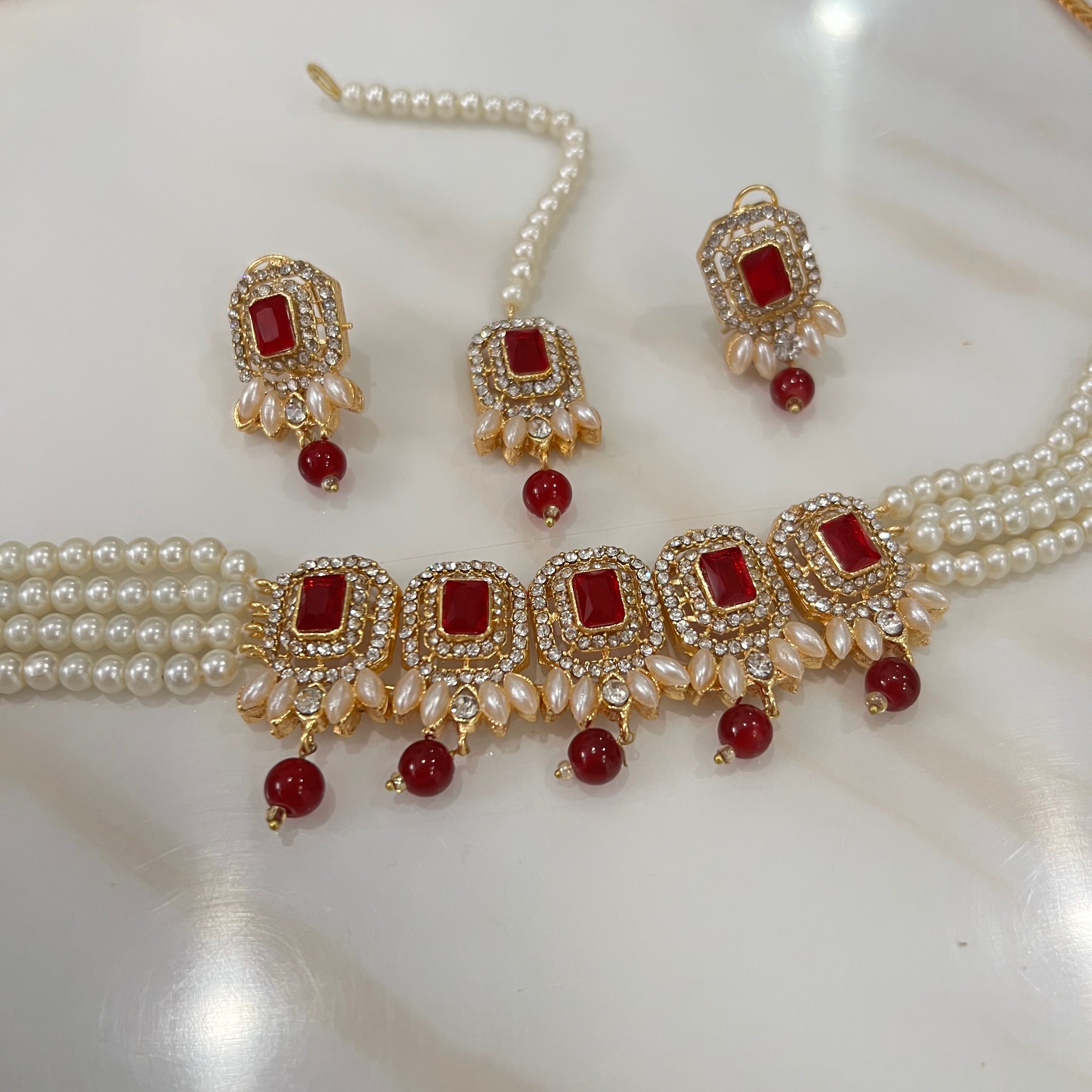 Nazia Choker Set Red