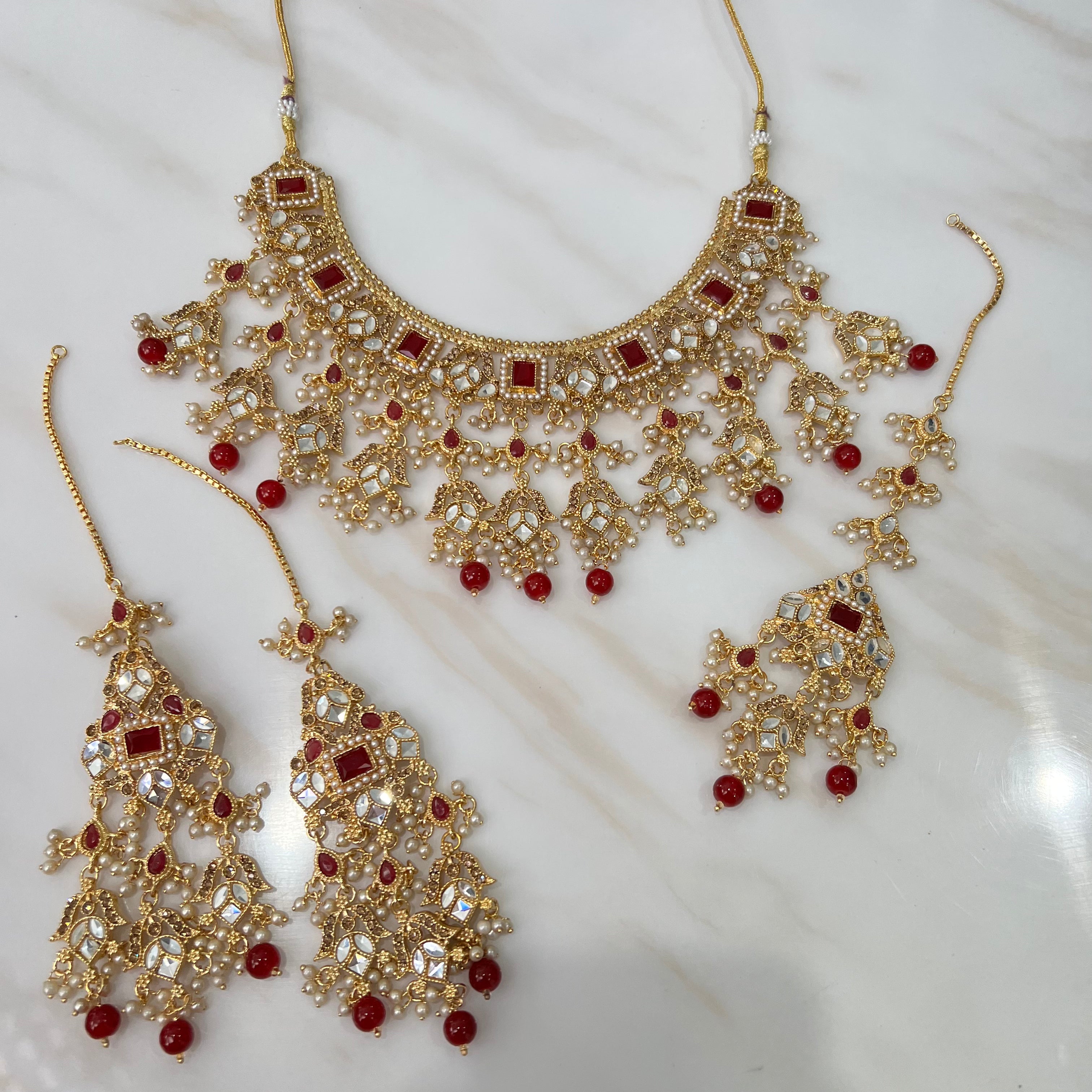 Meera Necklace Set Red