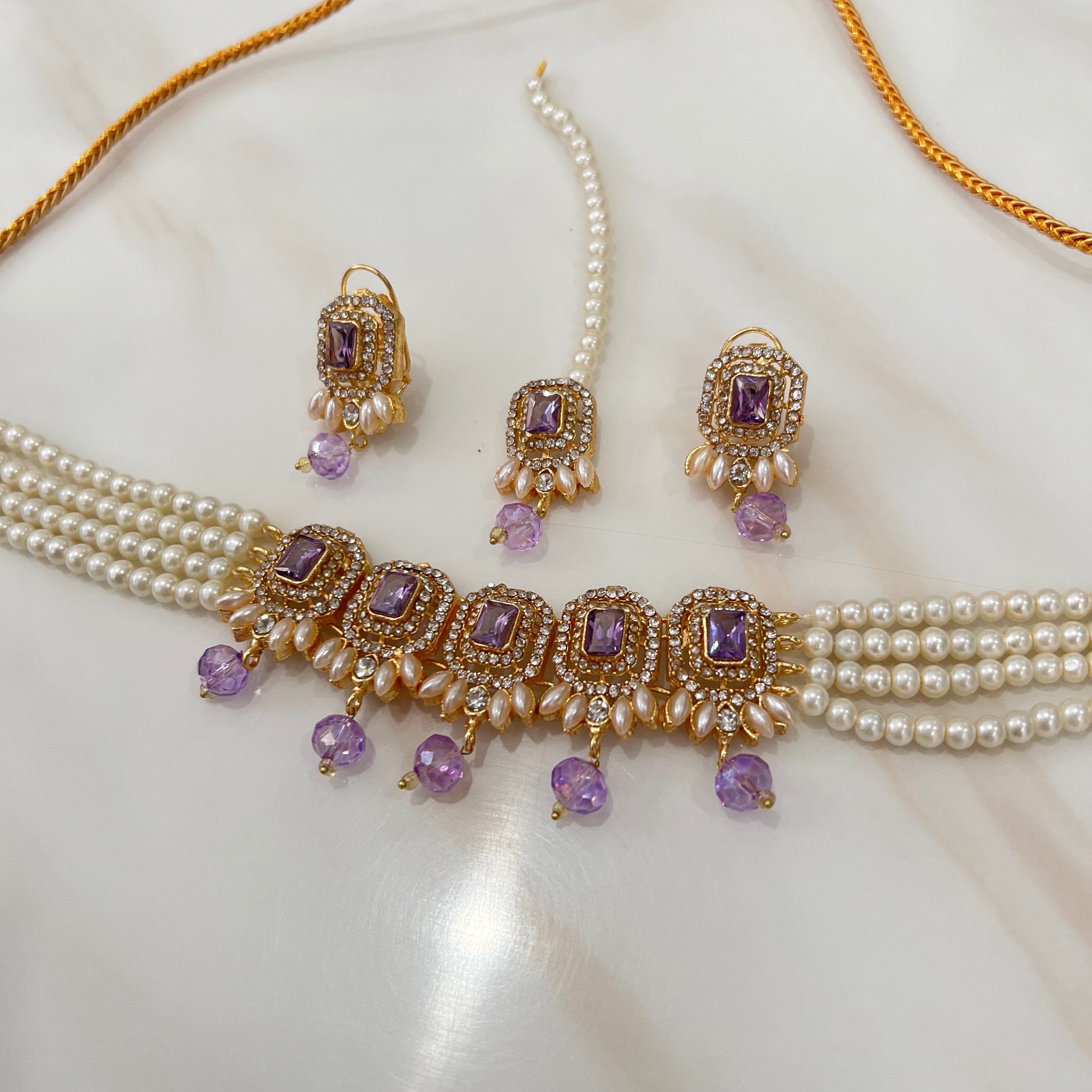 Nazia Choker Set Purple