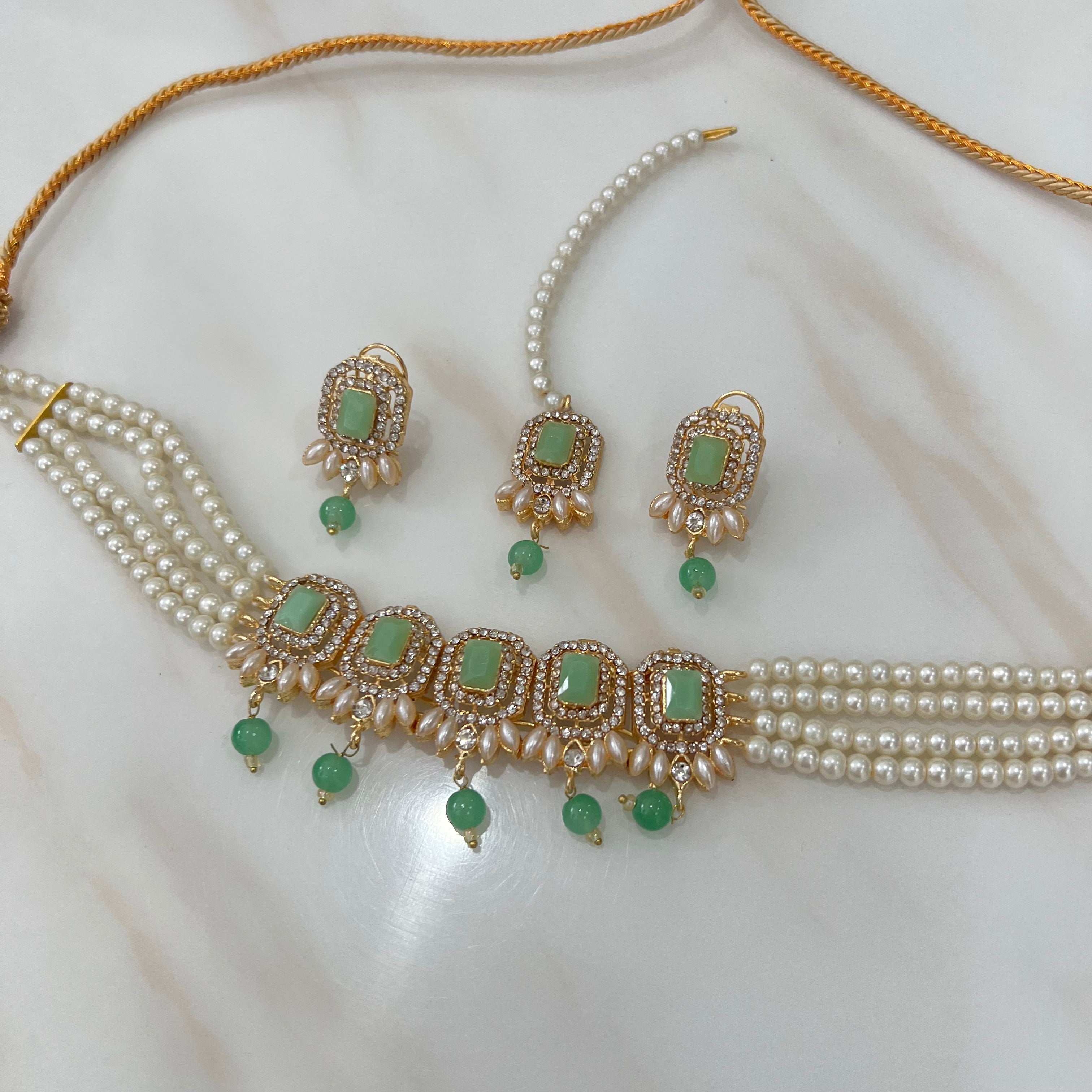 Nazia Choker Set Mint Green