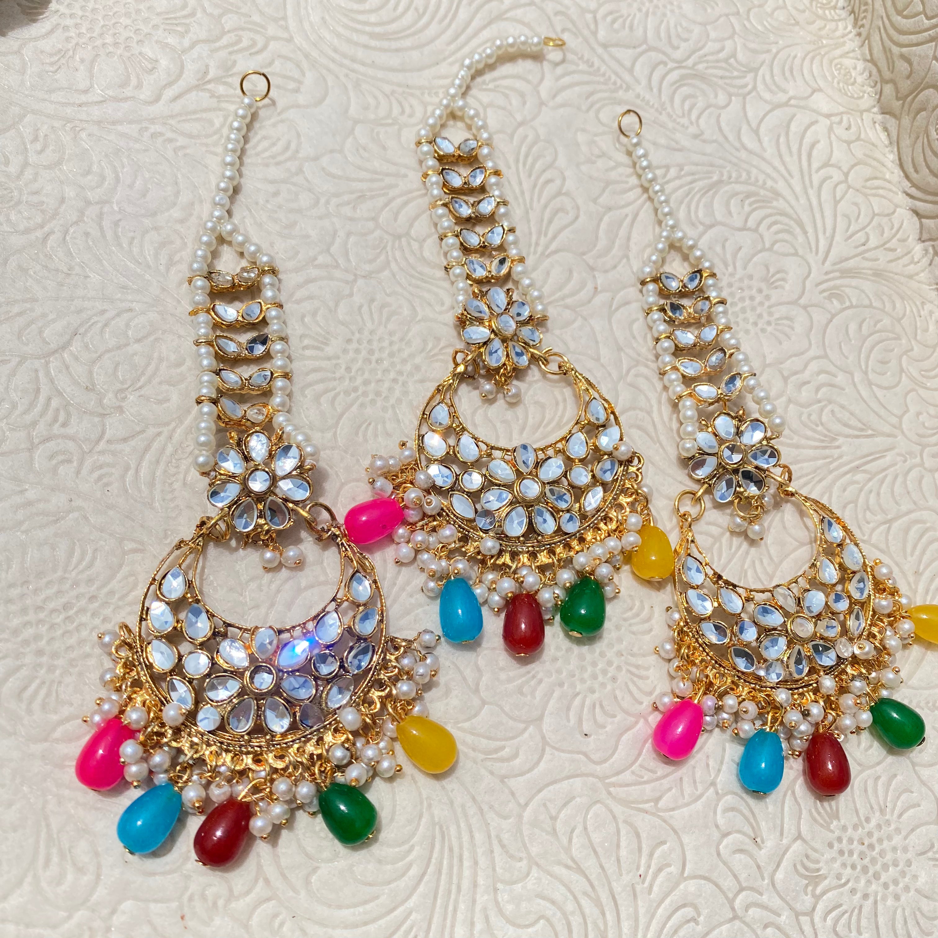 Hina Earring & Tikka Set Multicolour