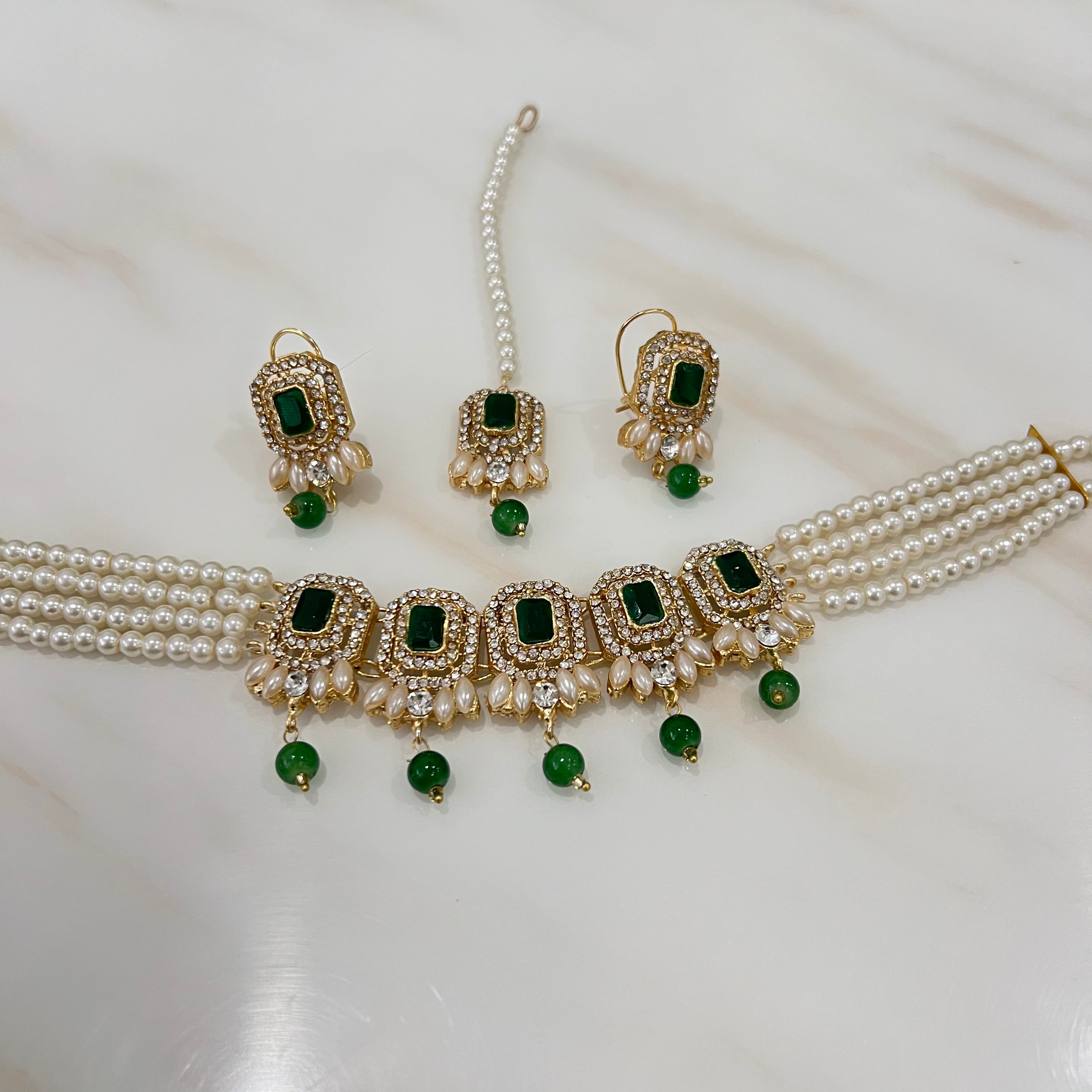 Nazia Choker Set Green