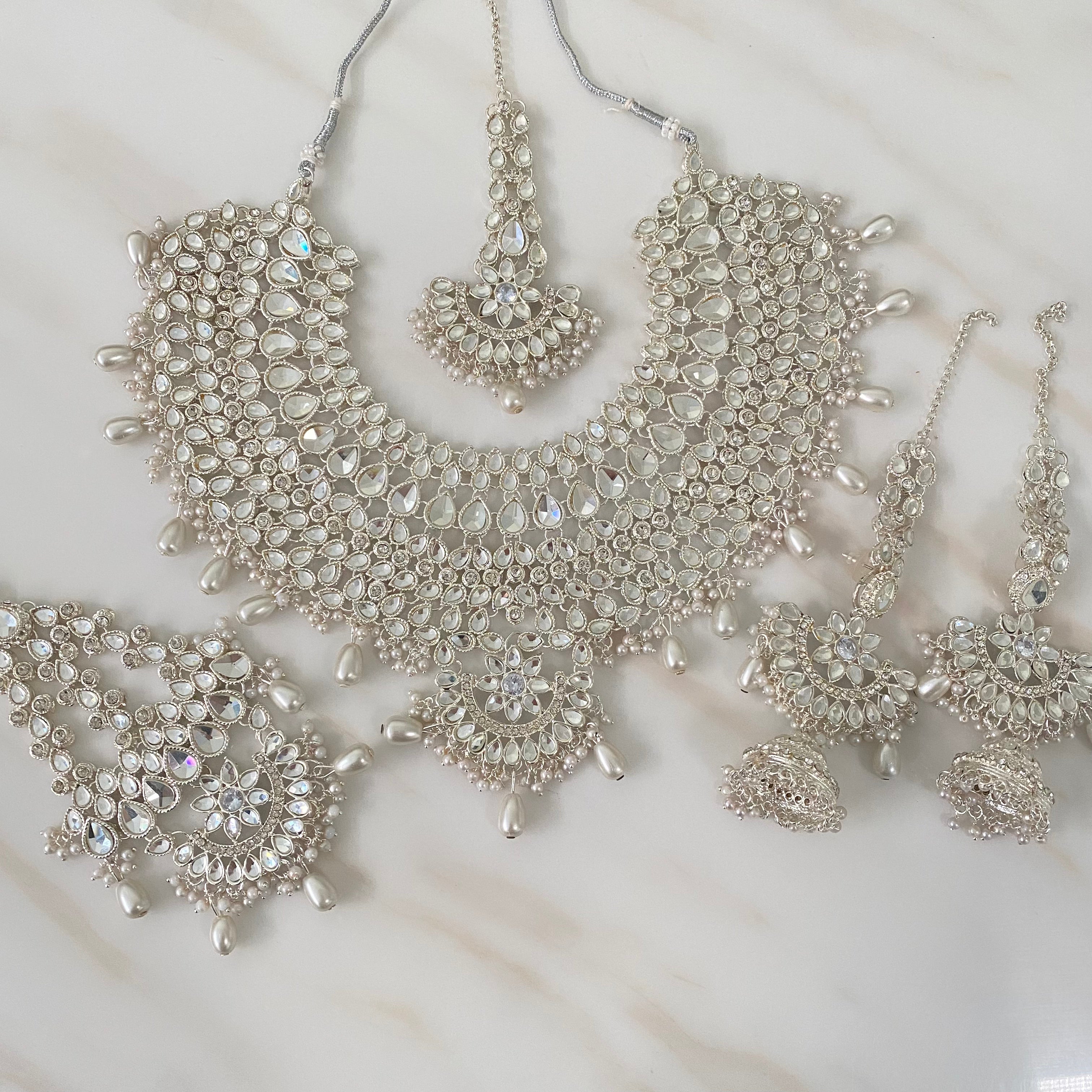 Imaan Necklace Set Silver - Bridal