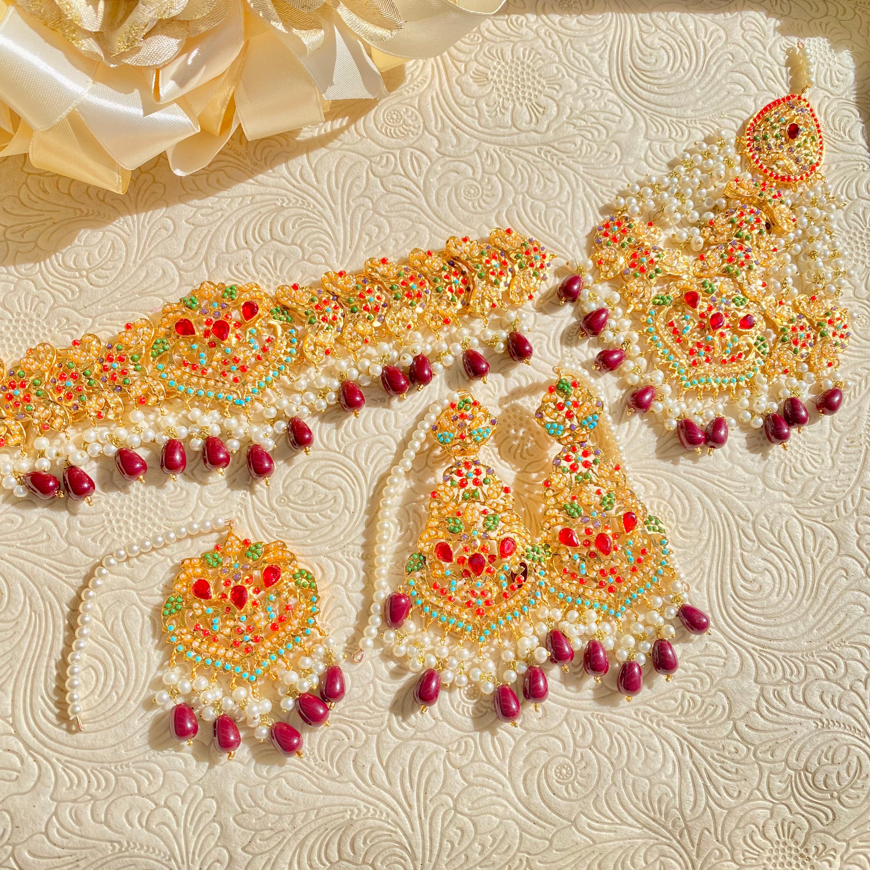 Marone Pakistani Indian Noratan hyderabdi jewellery set Brisbane Sydney Melbourne Australia