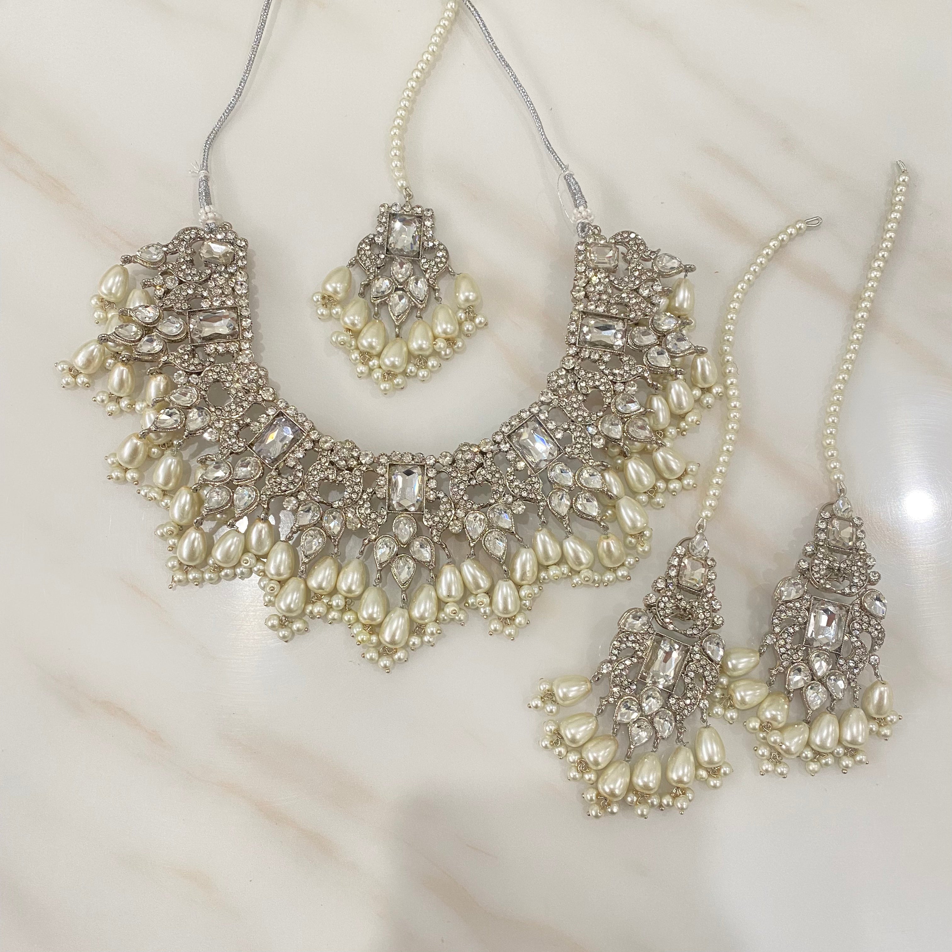 Kashf Necklace Set Silver