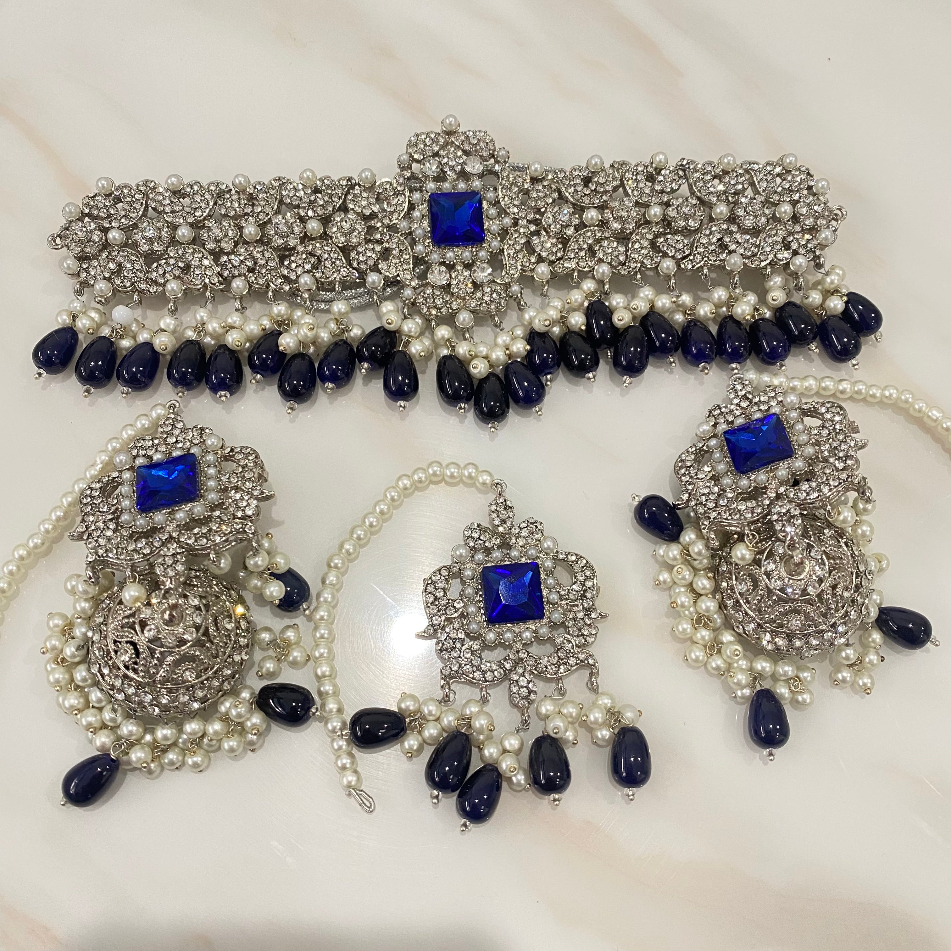 Rumaisa Choker Set Blue